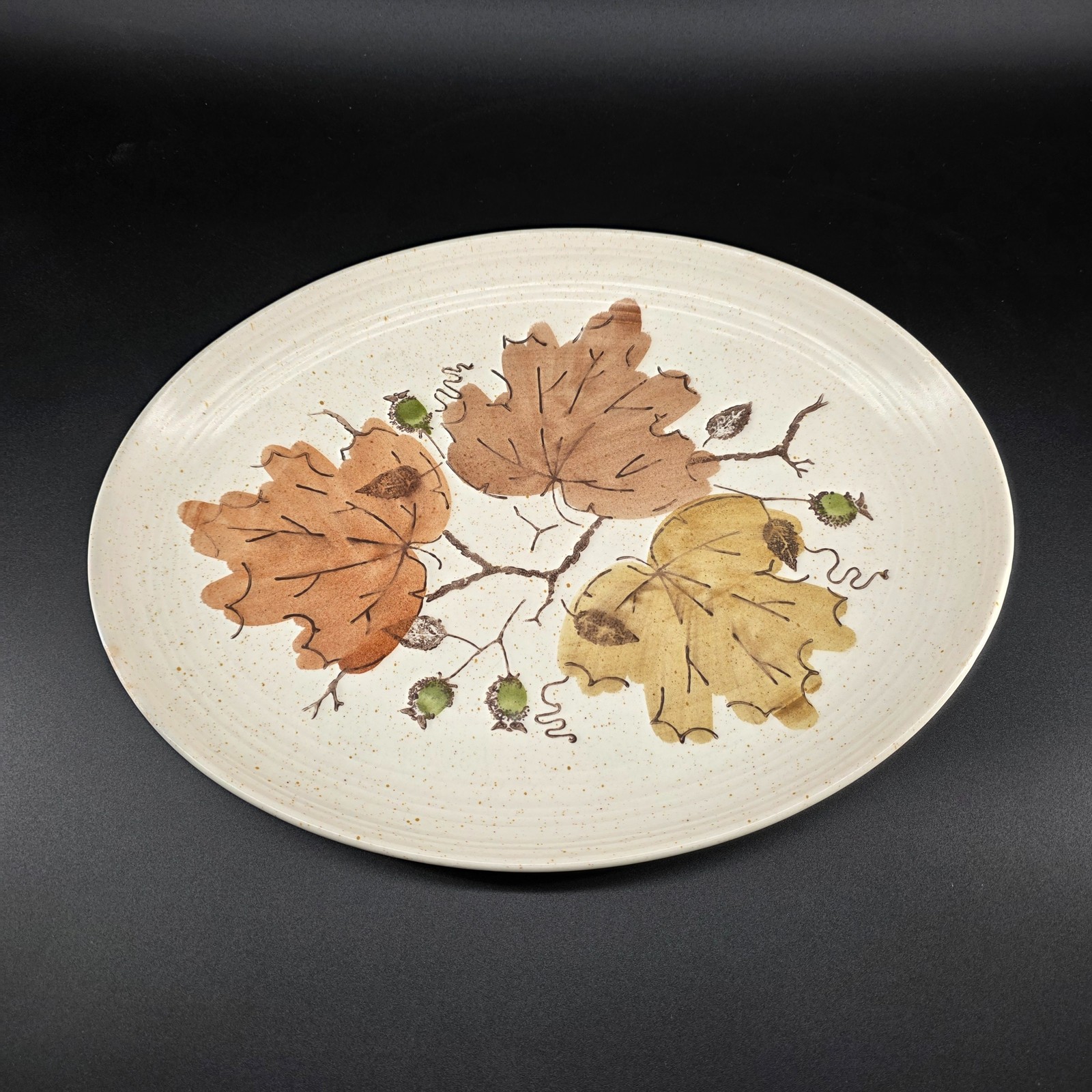 Vintage Metlox Poppytrail Autumn Leaves Oval Serving Platter Tray Made in