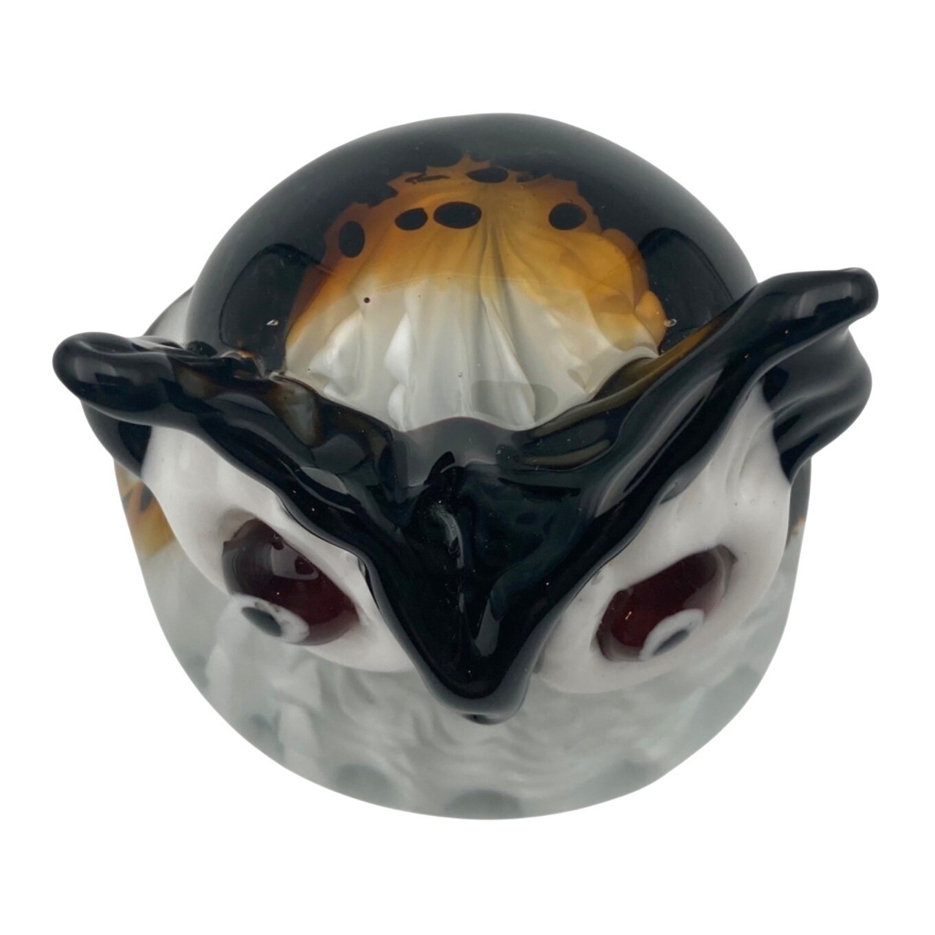 Studio Art Blown Glass Great Horned Owl Bird Paperweight Figurine Statue Figure
