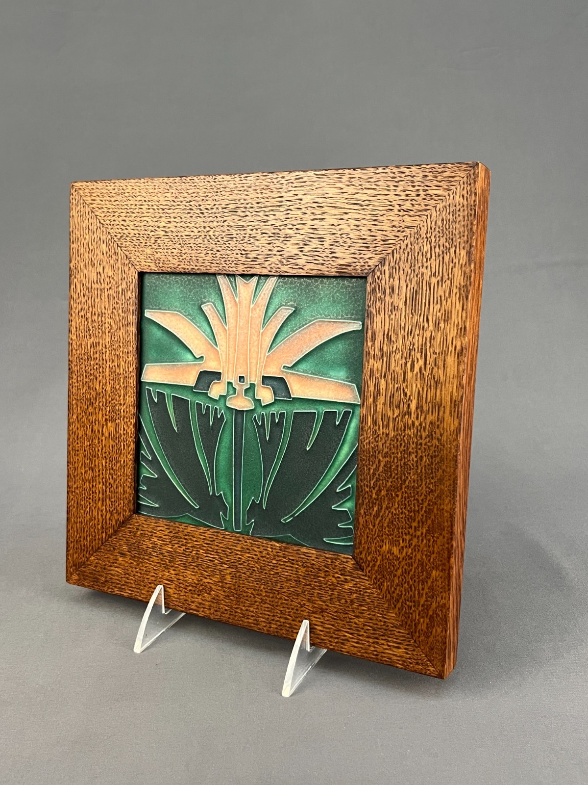 Vintage MOTAWI TILEWORKS Nouveau ARTS & CRAFTS Framed Tile; Mint