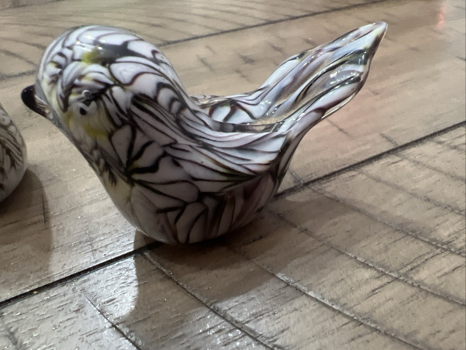 Murano Style Art Glass Bird Paperweights Set of 3 Yellow, Lime, White, Brown