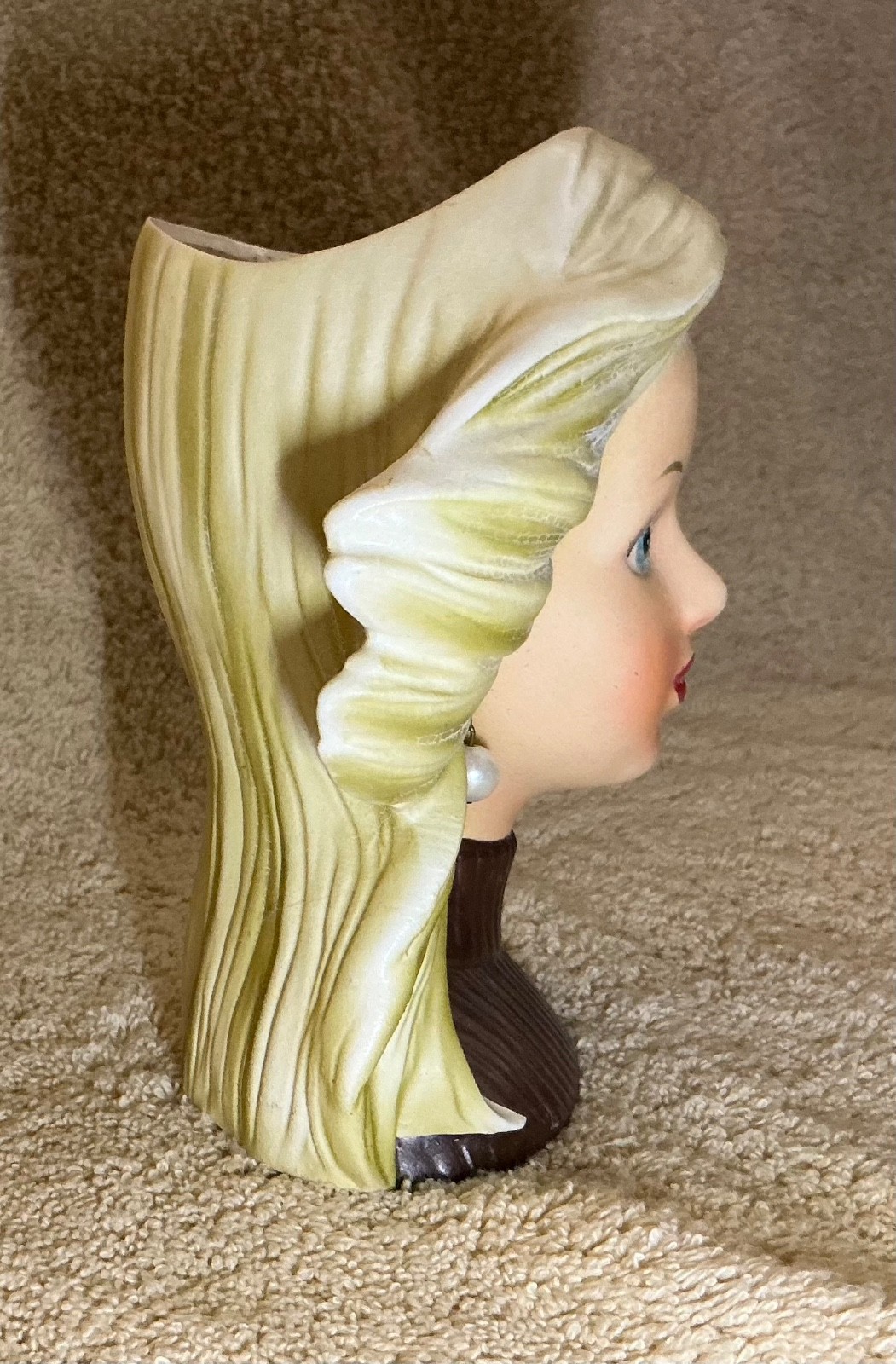 Relpo Vintage K 1925 Teen Head Vase 5.5” Blonde Planter Great Condition K1925
