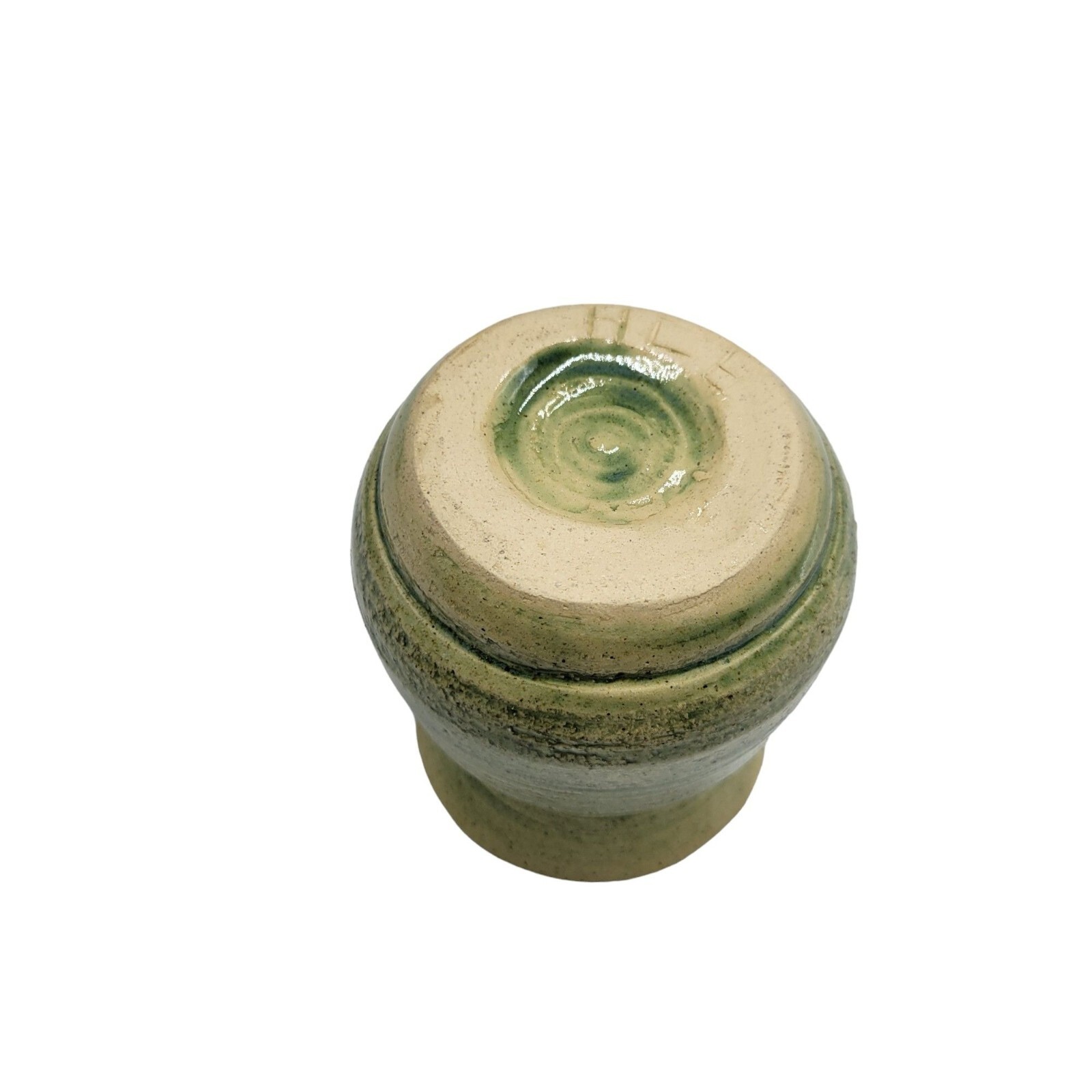 Handcrafted Artisan Green Pottery Vase 4.5″ Tall Signed HCE
