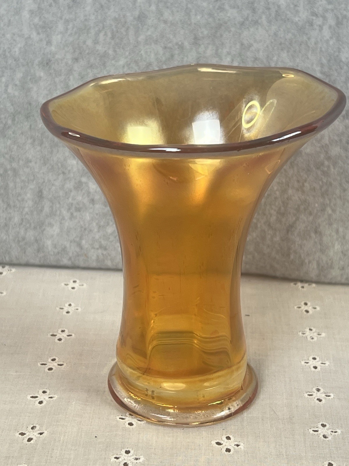 Antique Imperial Glass 5″ Marigold Smooth Panel Vase Carnival Glass