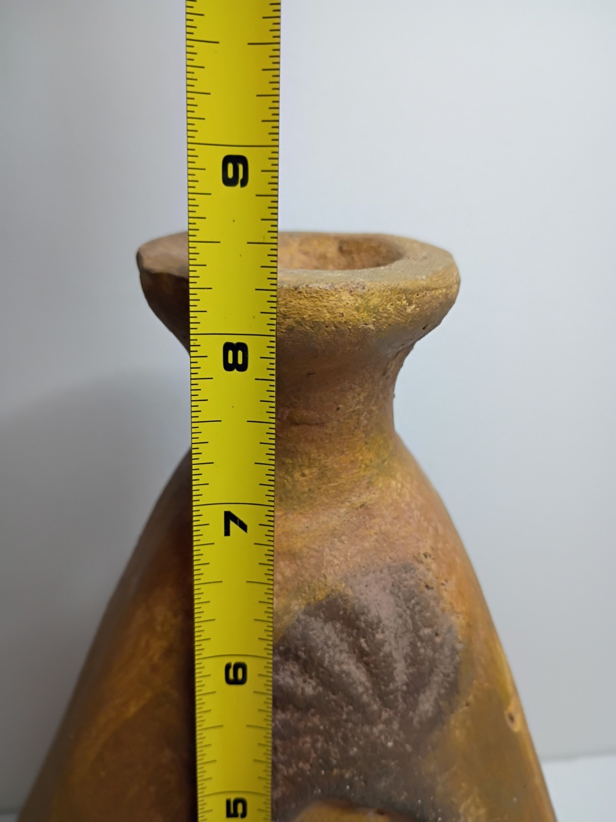 Vintage Art Pottery Bud Vase Abstract Seated Snake Charmer Flute Earthtones