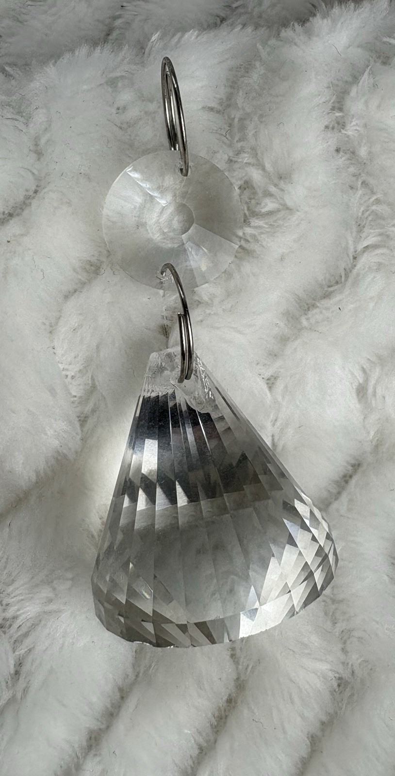 66mm Clear Crystal Diamond Prism +Disc 2 Tier Chandelier Pendant Decor Xmas Tree