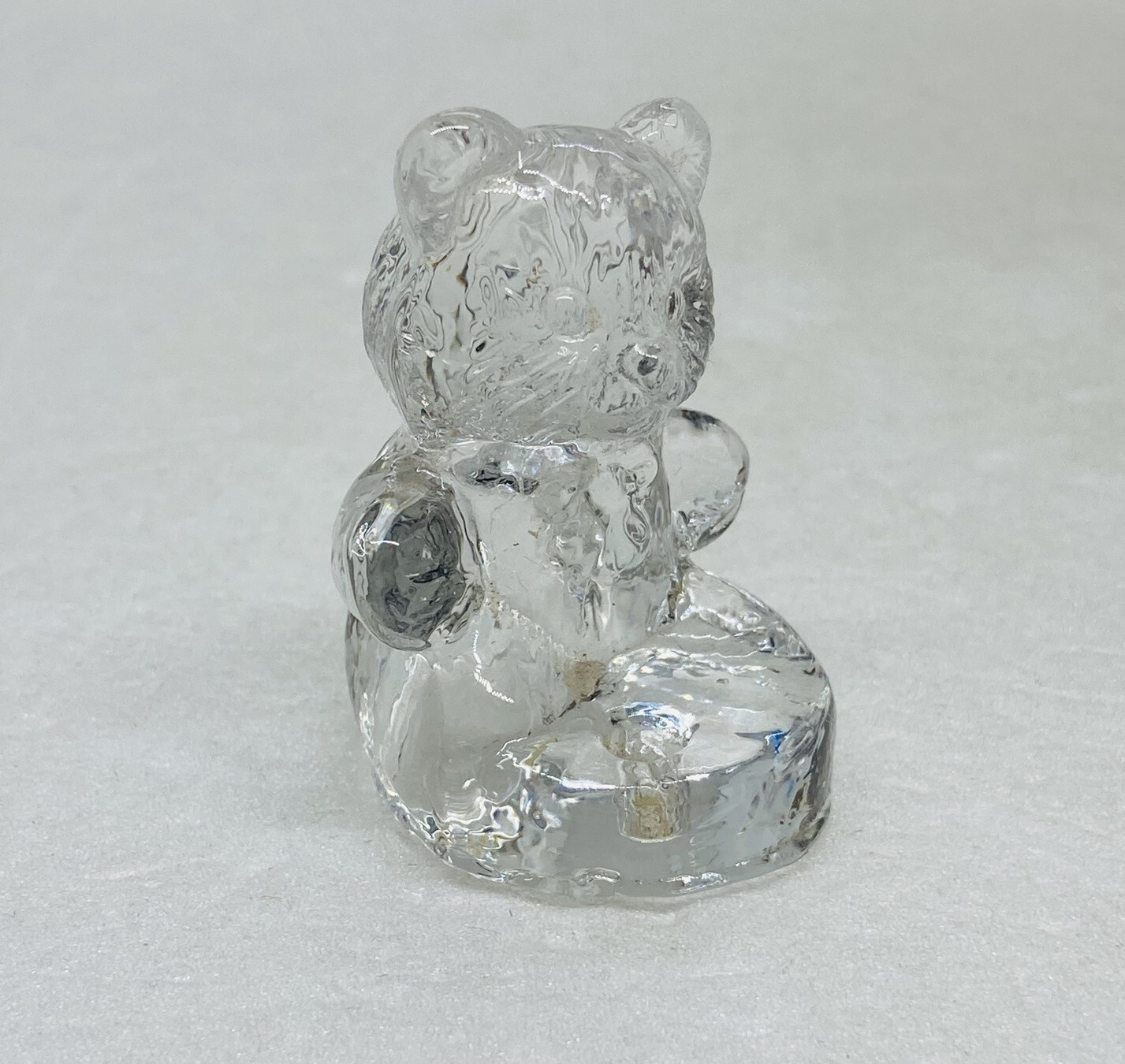 Vintage Crystal Glass Teddy Bear Candle Holder Mini 1.75” Unique Art Decor 3
