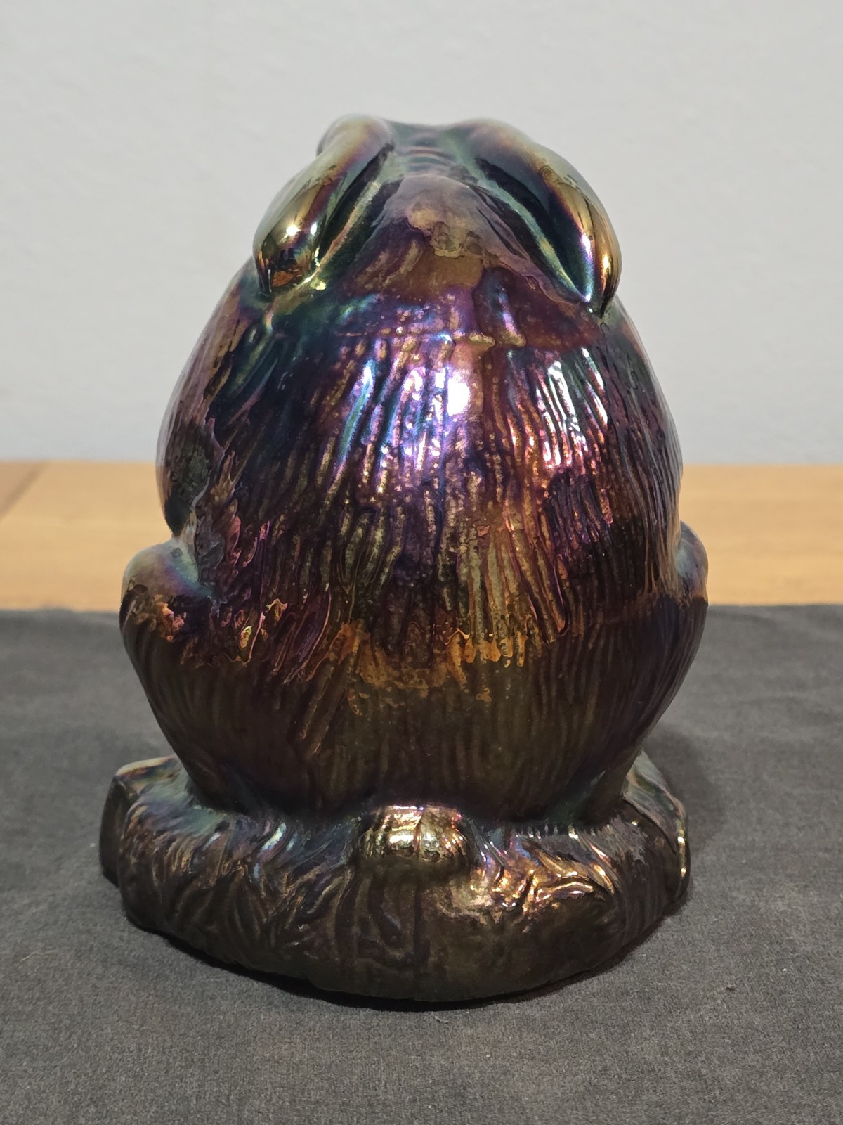 Fenton Amethyst Carnival Glass Rabbit Figurine Model #5174 Oil Slick Look