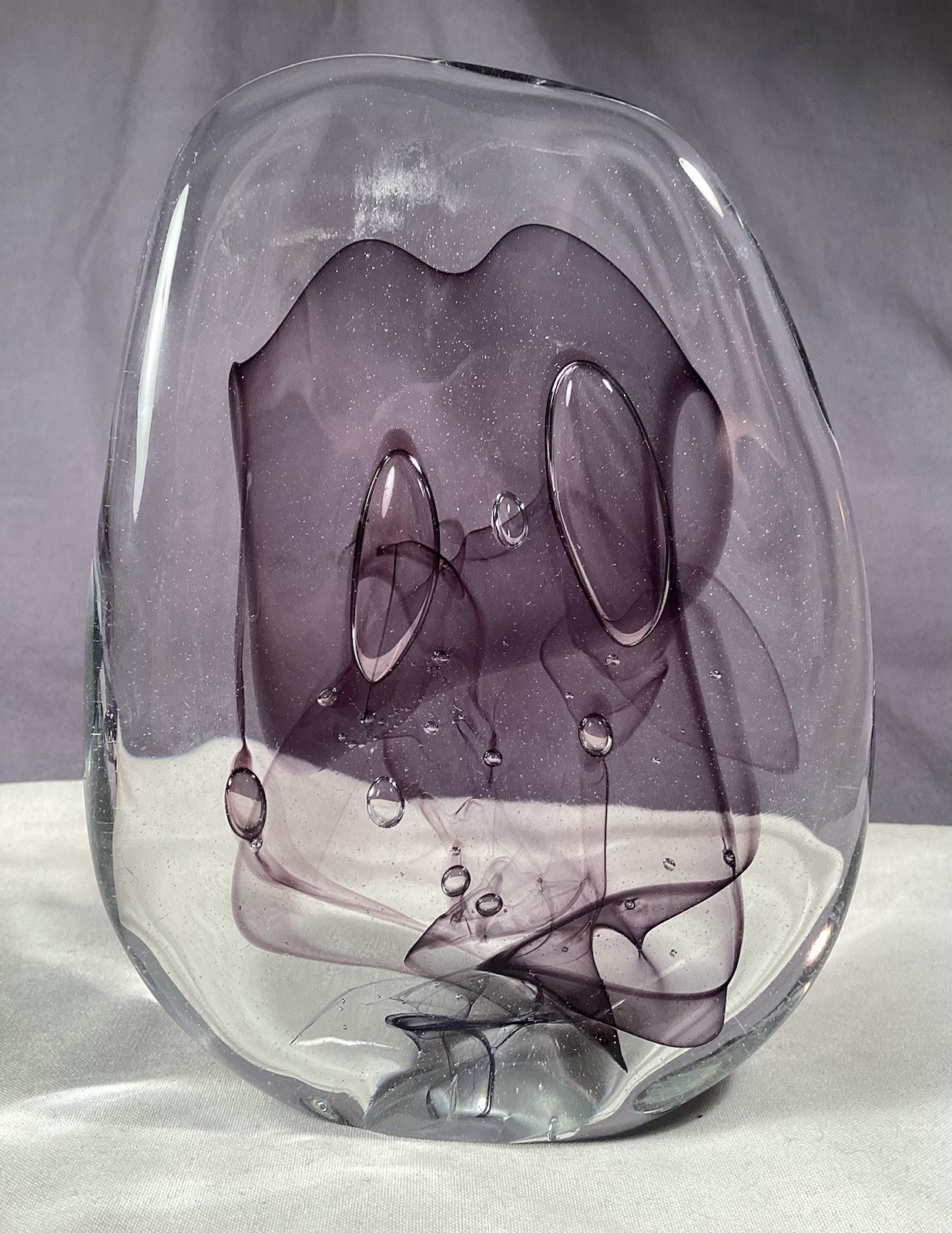1984 Signed R. H. Johnson Studio Art Glass Paperweight Dichroic Purple Beauty