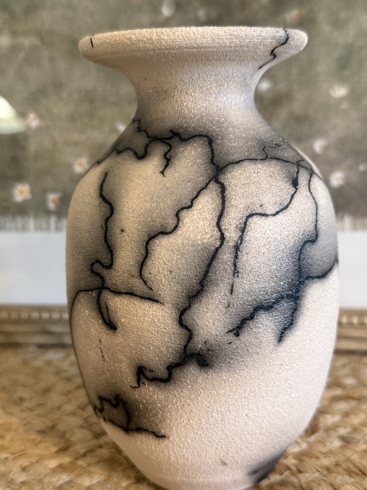 Handcrafted Horse Hair Pottery Base 5.5’ H