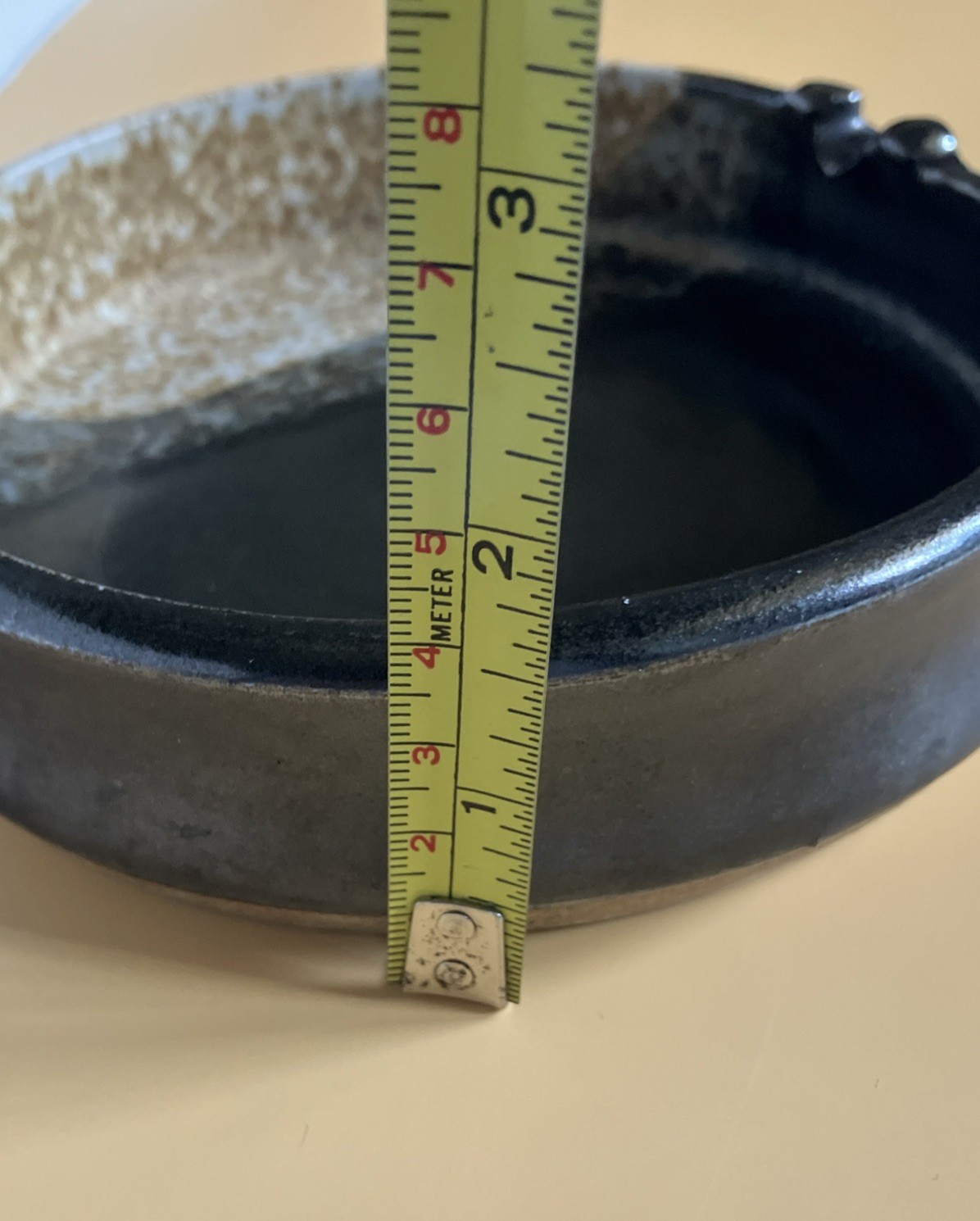Studio Art Stoneware Pottery Glazed Two Tone Brown Ashtray 5.75 X 1.5 Inches