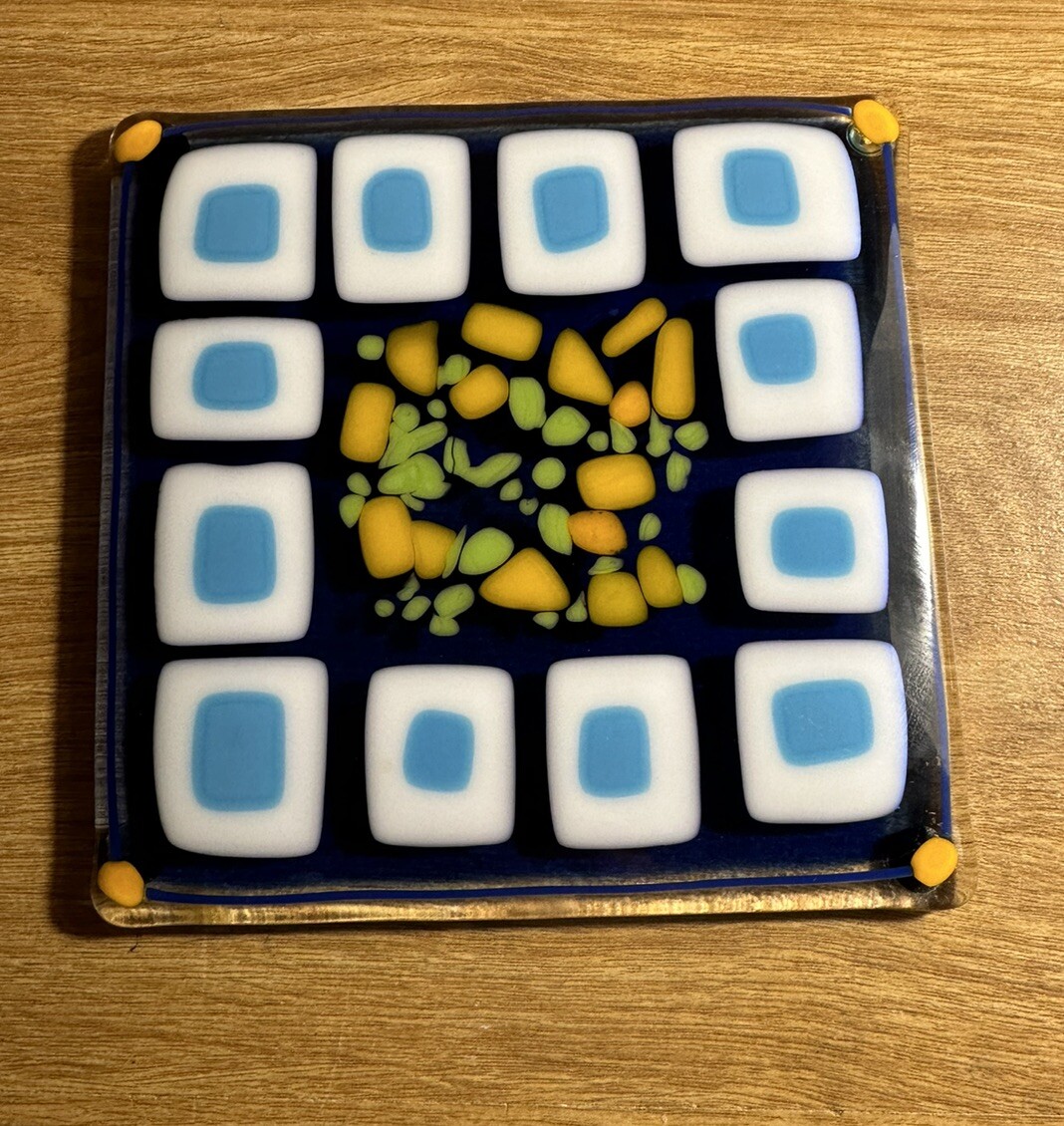 Abstract Art Glass Coaster Trivet Geometric Stained Glass Sun Catcher Decor