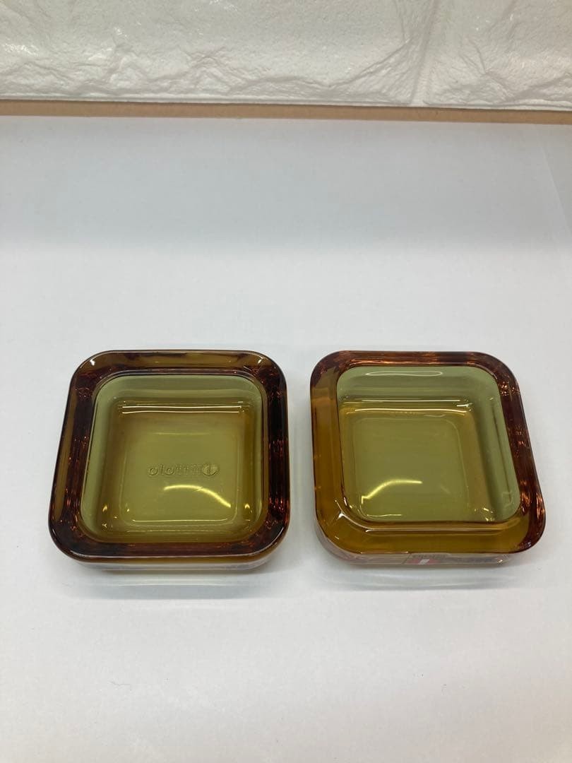 Iittala Vitriini Yellow Pink Rose Olive Trinket Box 6cm x 6cm 3 Set