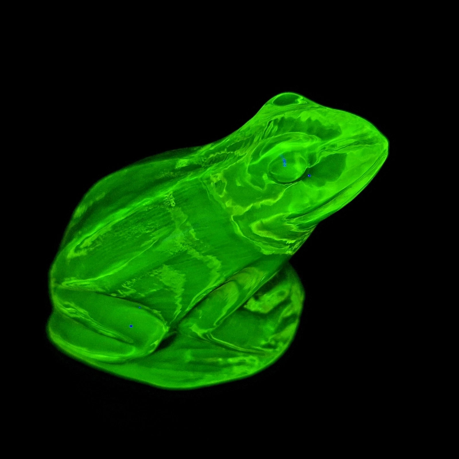 Uranium Glass Frog Art Glass Vaseline Yellow Clear Animal Statue