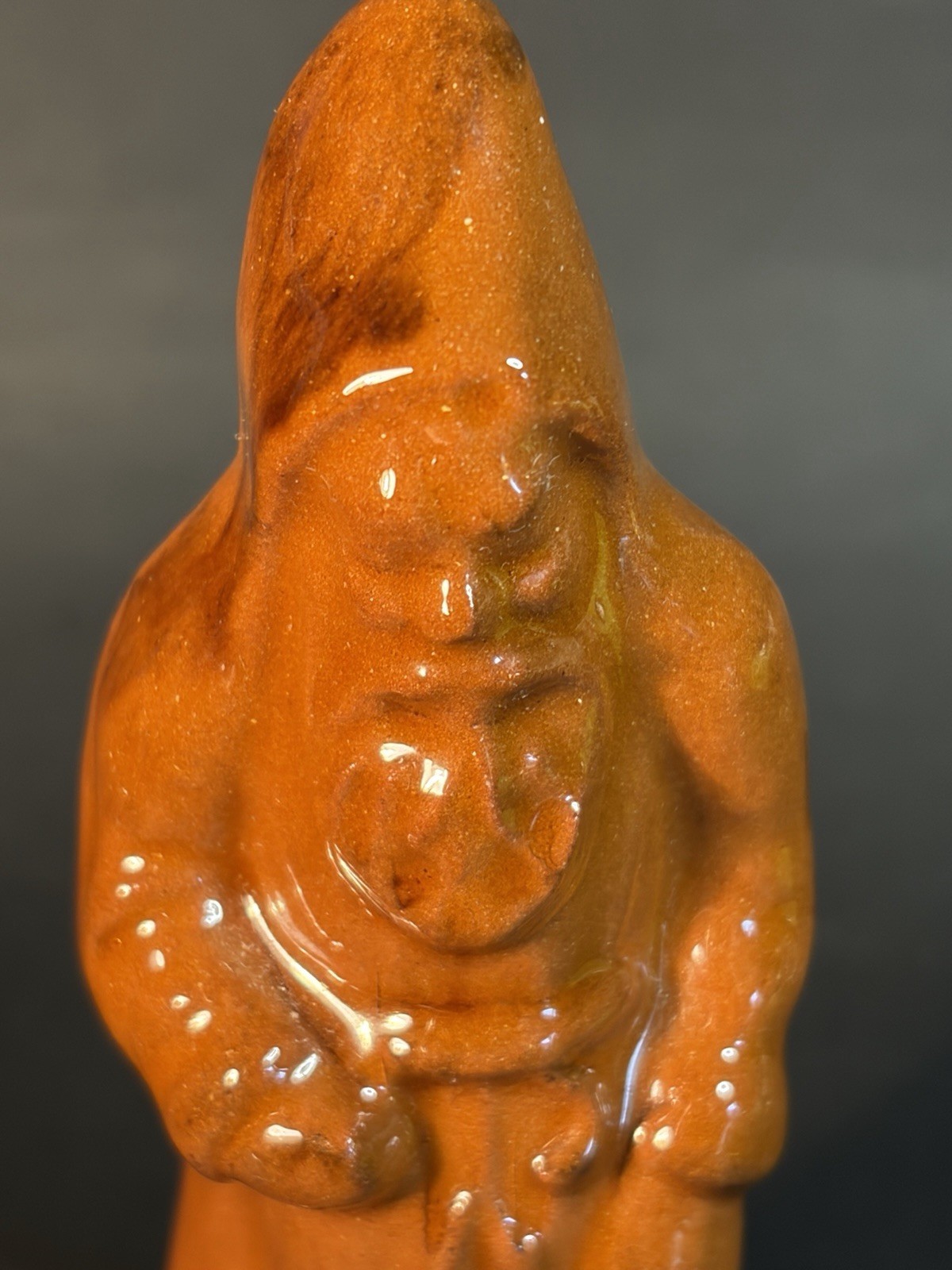 L. Breininger Pottery Redware Santa Belsnickel Christmas Figurine 4.25” 2001