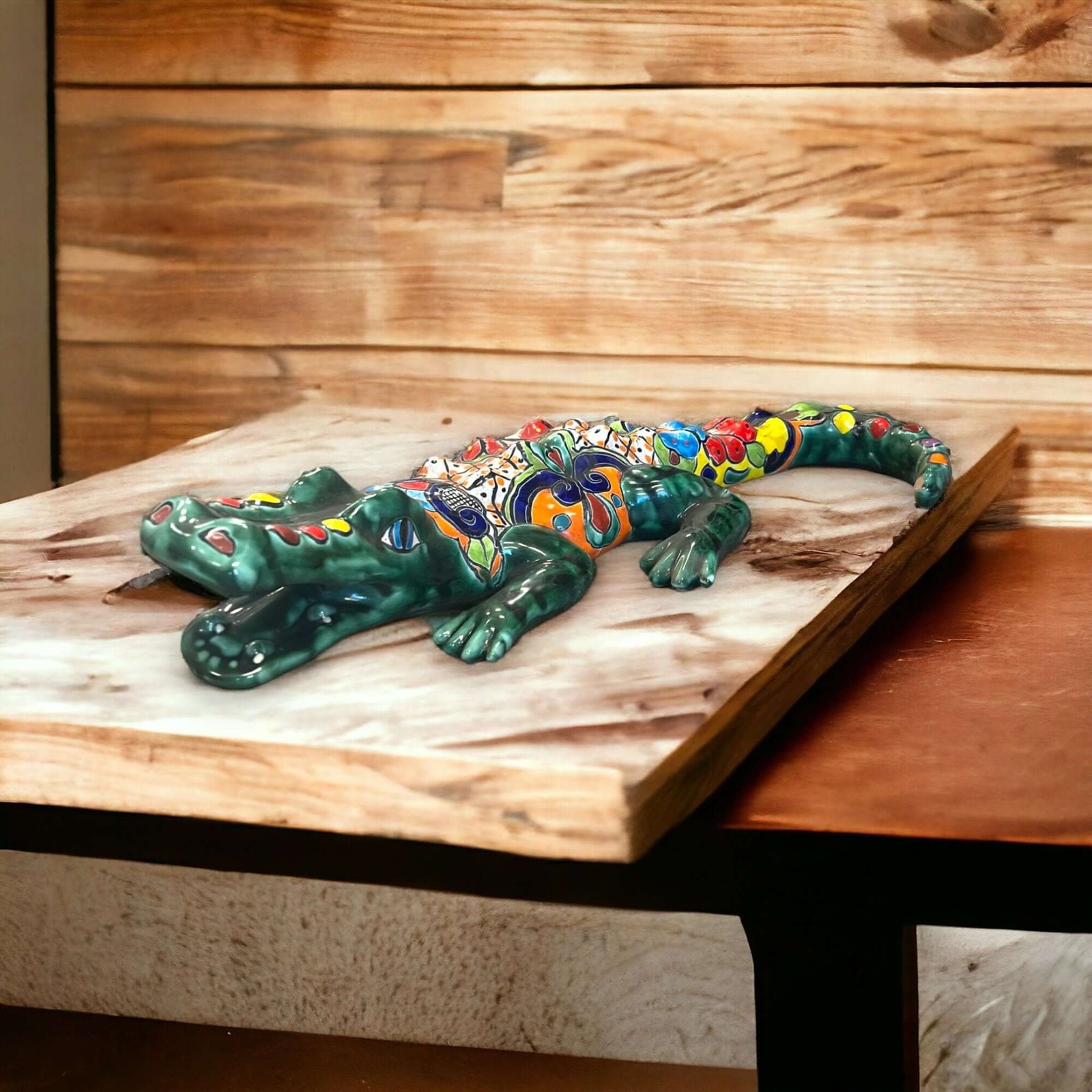 Large Talavera Alligator | Mexican Handmade Ceramic Reptile Art