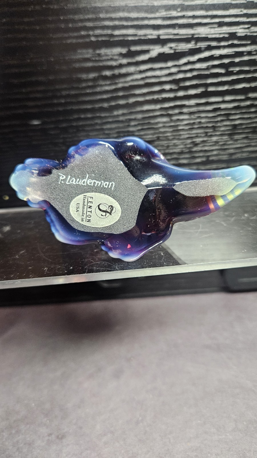 Fenton Special Order QVC Plum Opalescent Dinosaur Dino Dots Spots UV Reactive