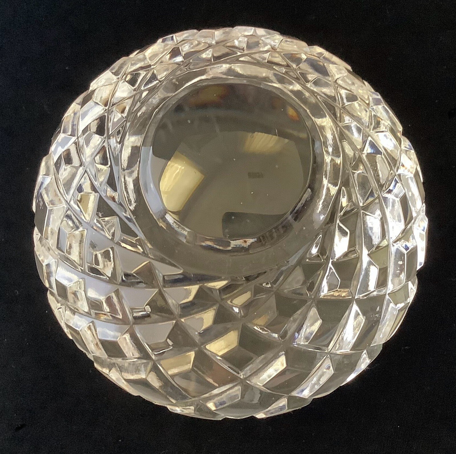 Vintage Heavy Lead Crystal Waffle Pattern Wheel Cut Glass Paperweight