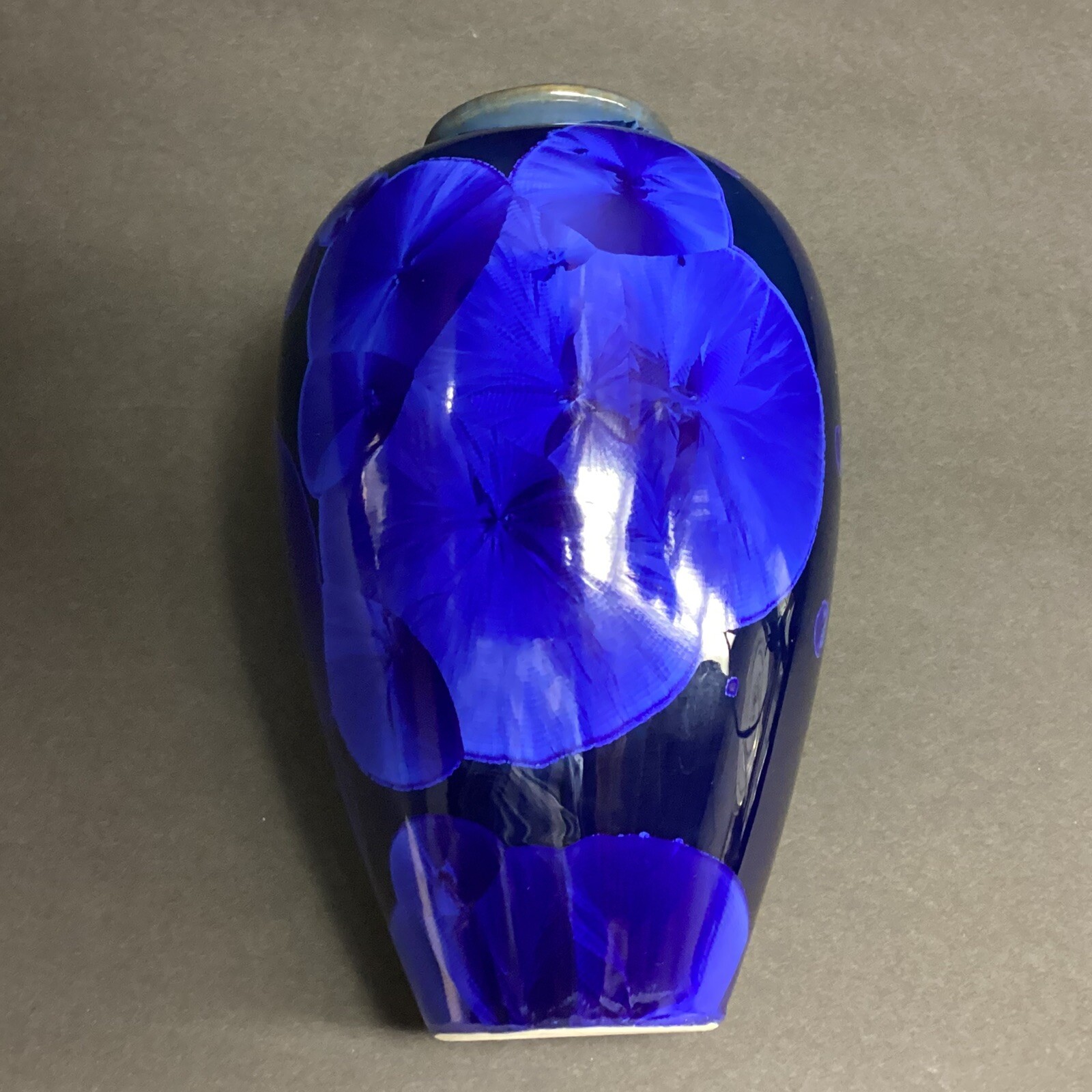 Signed Louise Reding,CA High Fired Porcelain Vase Blue Crystalline Glaze READ