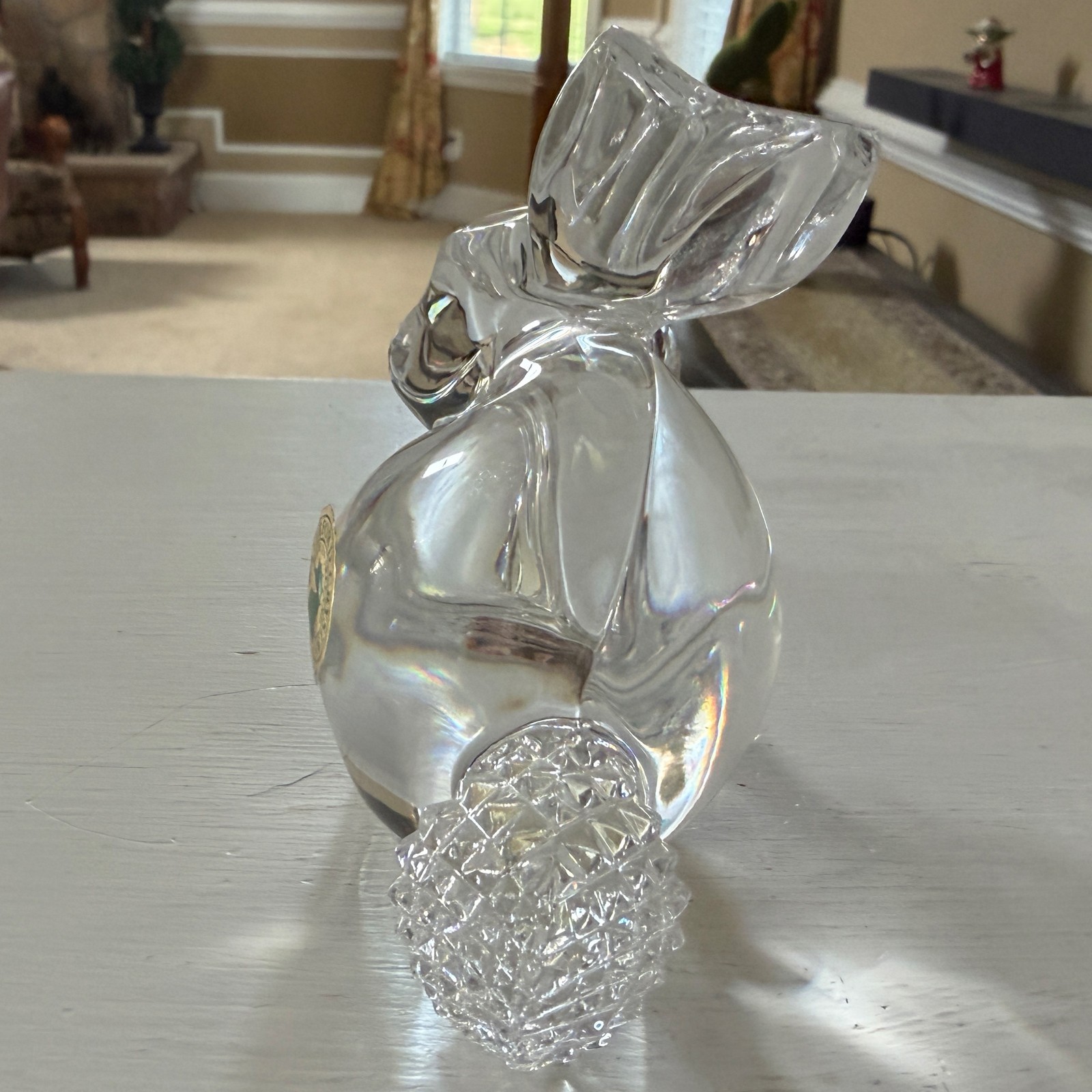 Waterford Crystal Easter BUNNY Rabbit w/ Cottontail Ireland Made Figurine