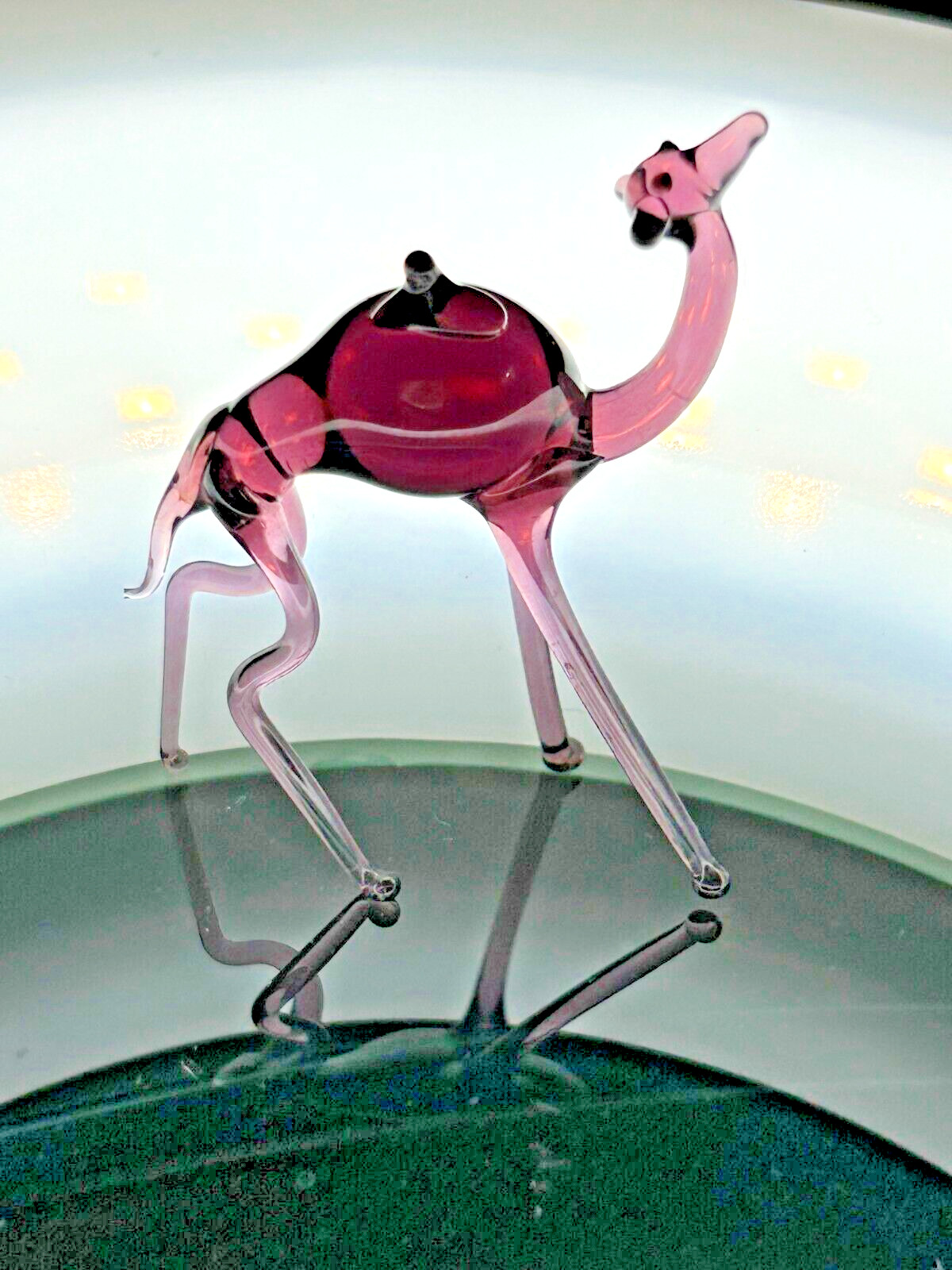 Vintage Camel Figurine Blown Glass Delicate Purple