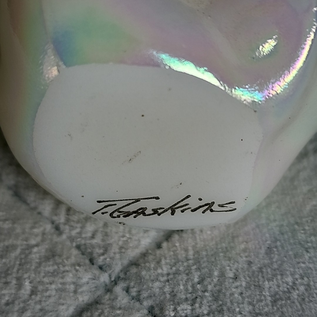 Fenton Vintage Opalescent Glass Birthstone Bear Signed July Birthday Made Ruby