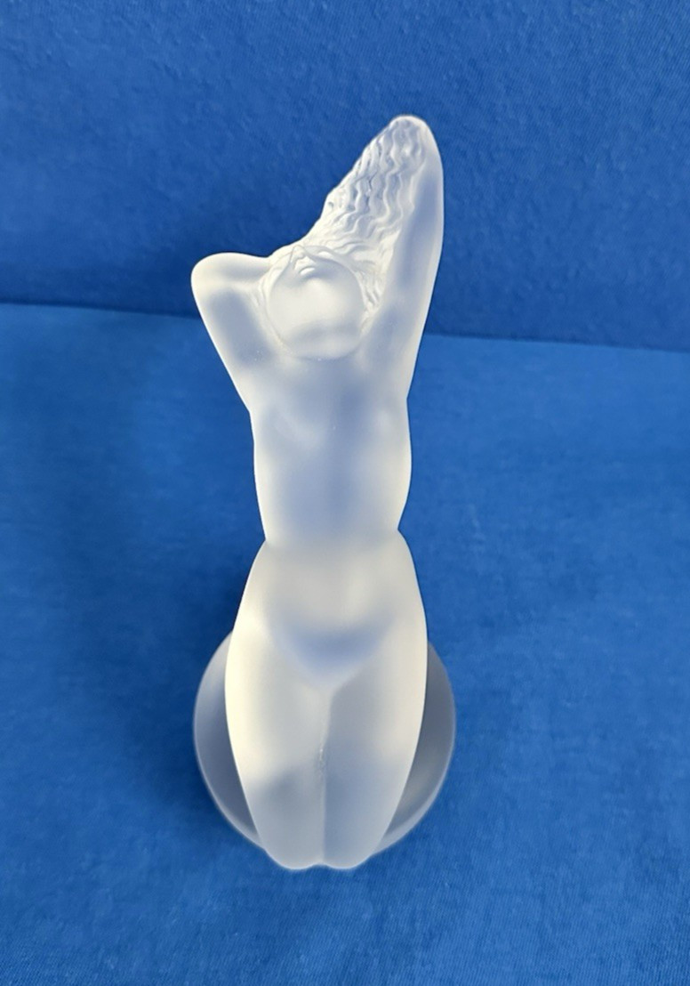 Vintage Lalique France Frosted Crystal “Chrysis” Nude Woman Figurine Signed
