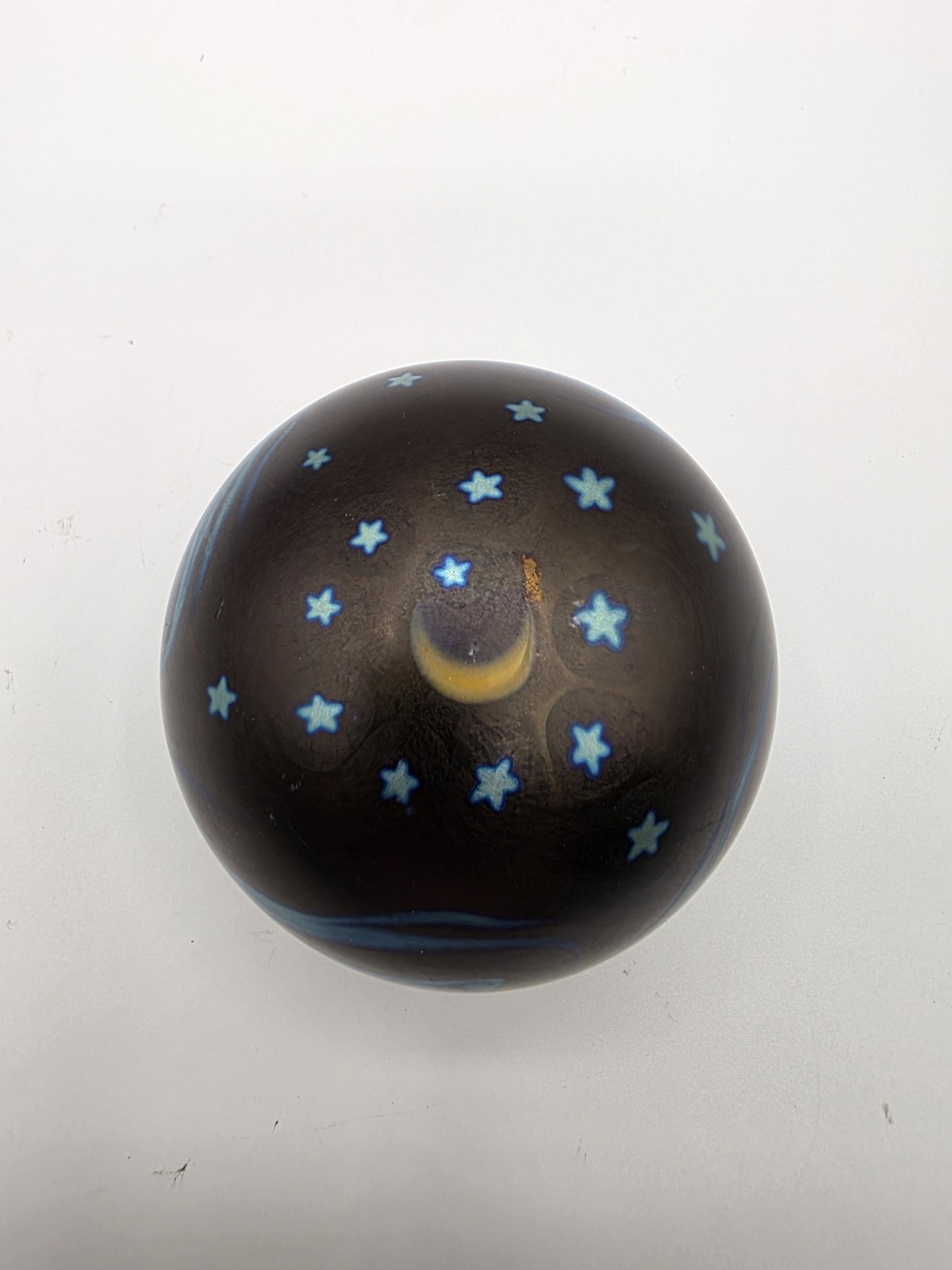 1987 Lundberg Studios Starry Night Moon & Waves Glass Paperweight