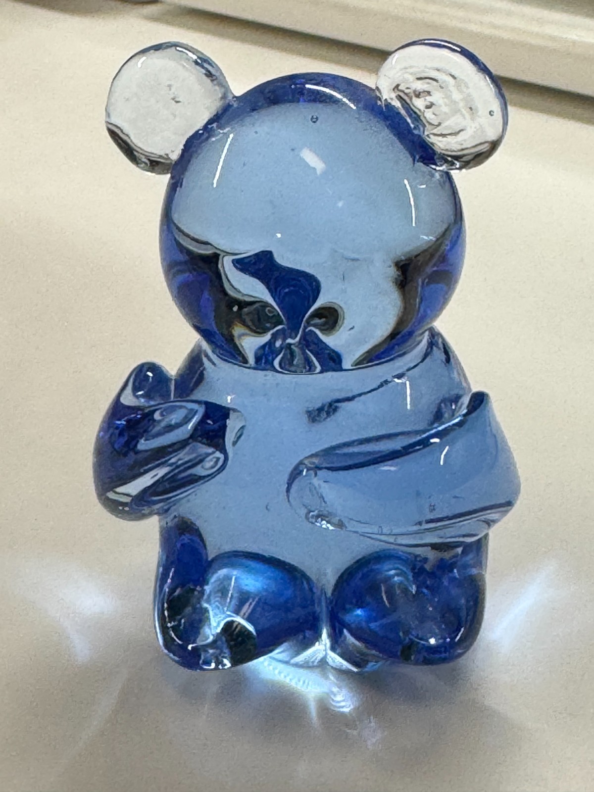 Blue Art Glass Bear Figurine – 3” Tall – US Commemorative Fine Art Glass Gallery