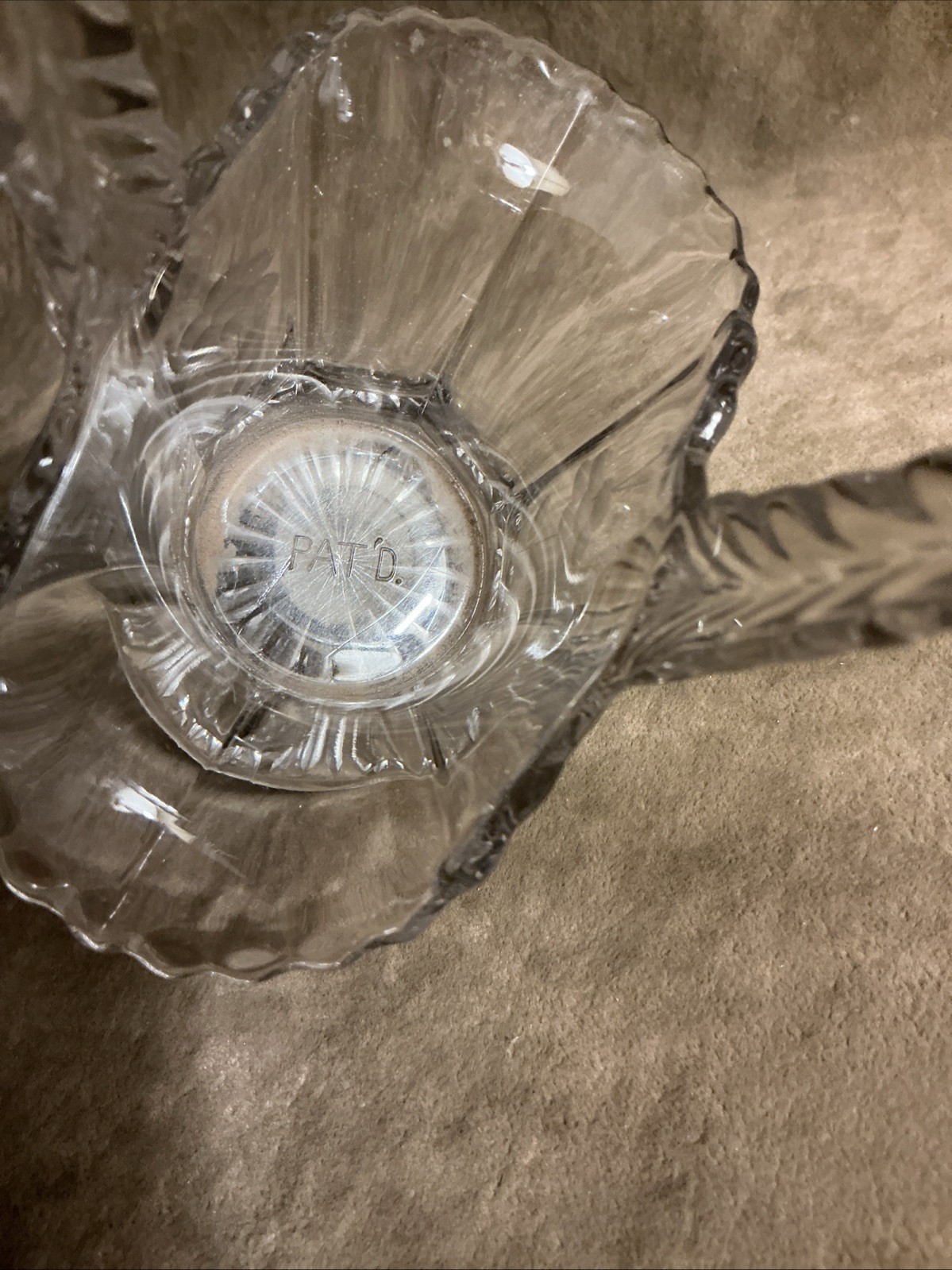 Vintage 1930S Small Duncan Miller Cut Floral Design Handled Basket Vase