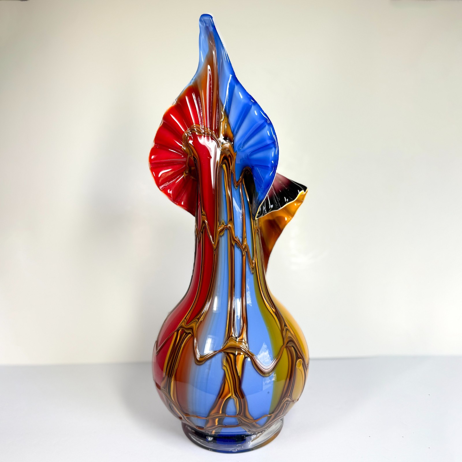STUNNING Essie Zareh 17″ Baijan Art Glass Vase Multicolor Pulpit Blown