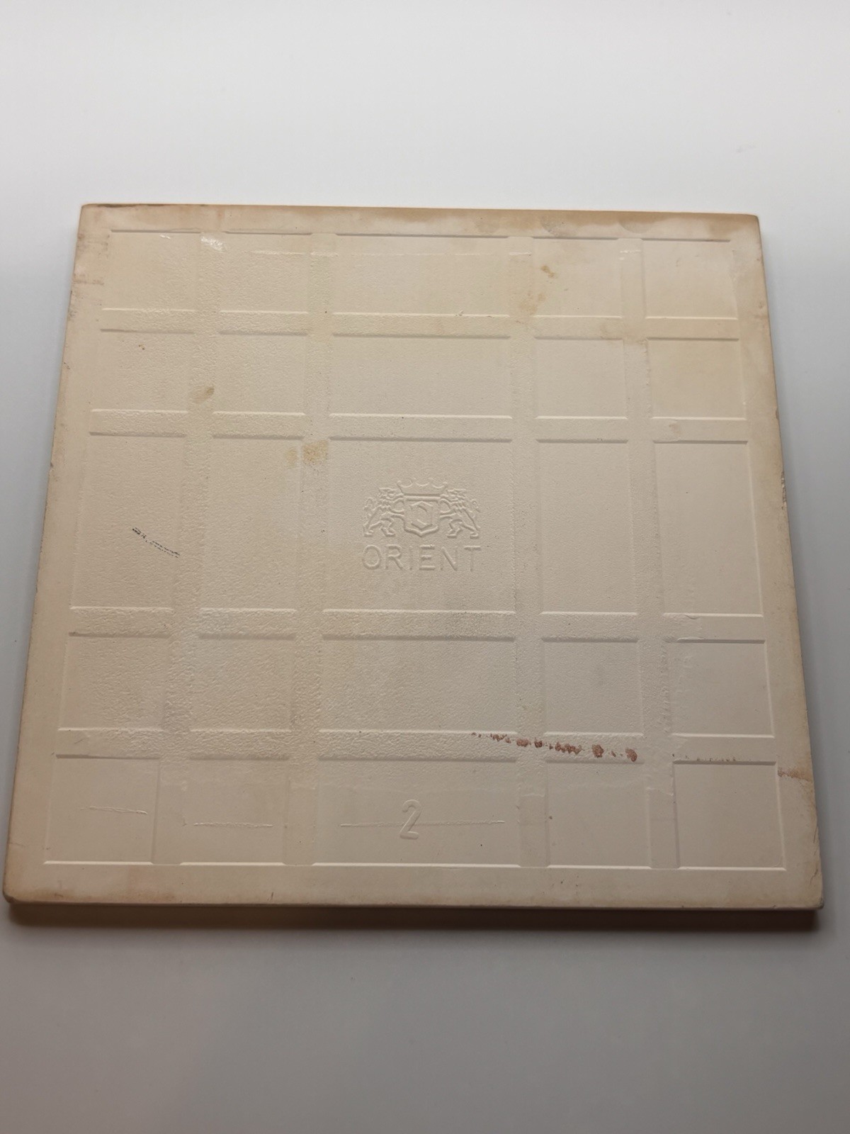 Vintage ORIENT Ceramic Tile Trivet Country Patchwork Cow Cat Duck Goose 6″