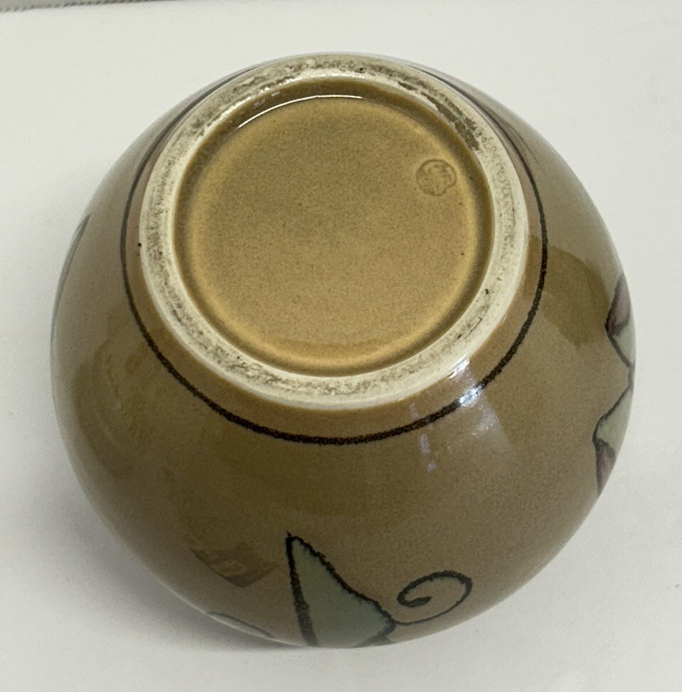 VTG ART DECO Art Pottery Vase Signed Floral Flower BLEEDING HEART