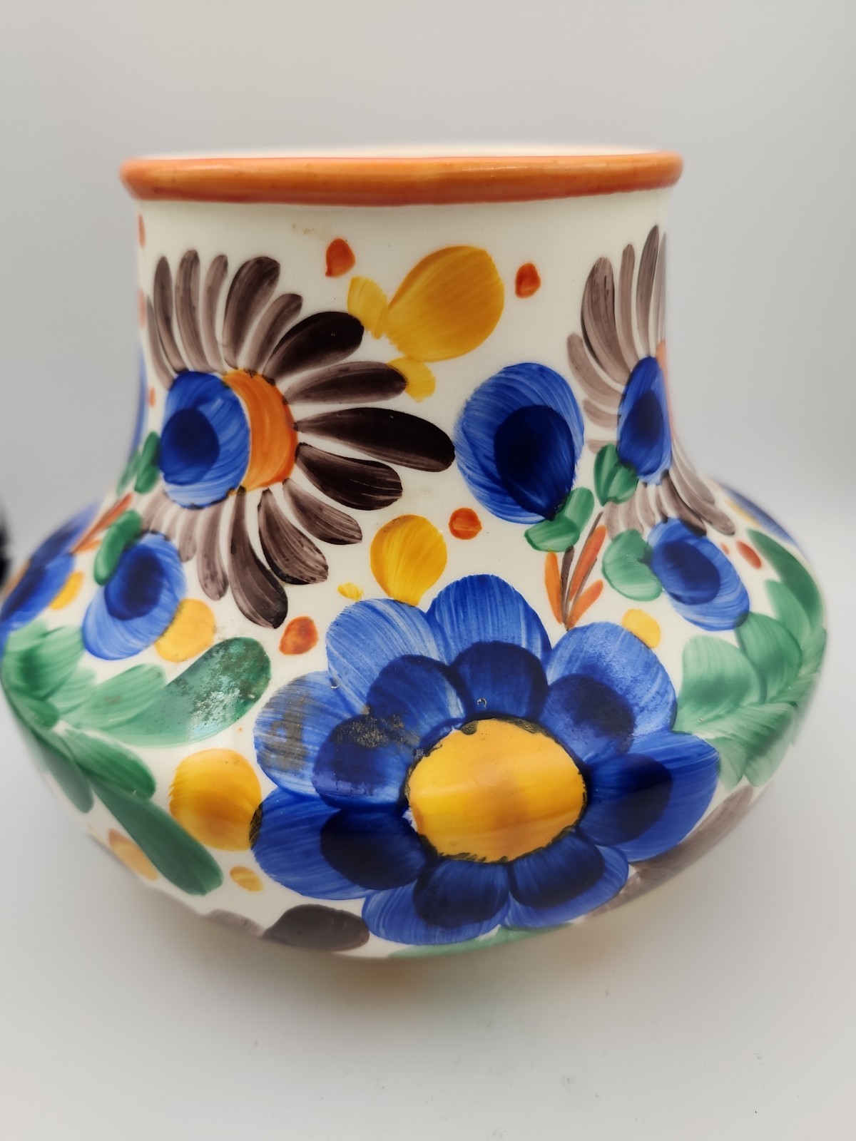 Han d Painted Vase Made In Czechoslovakia Folk art Pottery Vintage