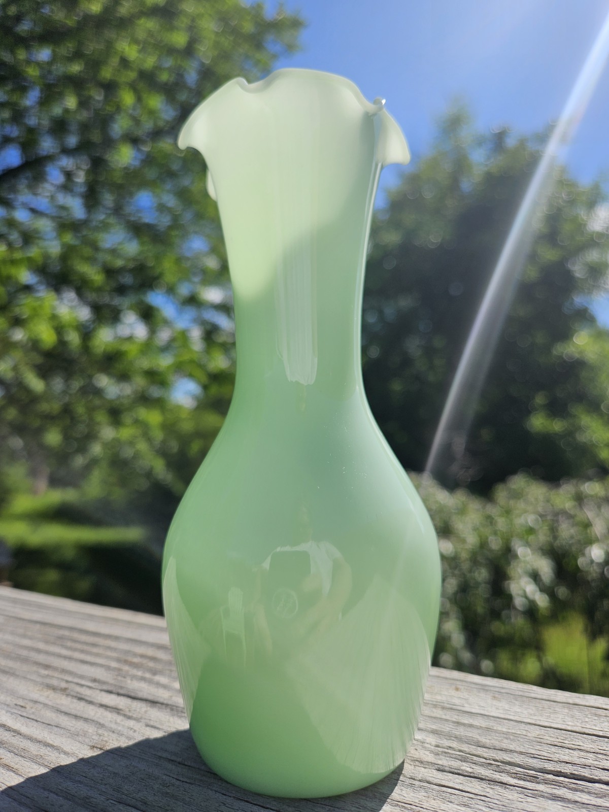 Jade Vase Green Glass 6 Tall Bud Vase