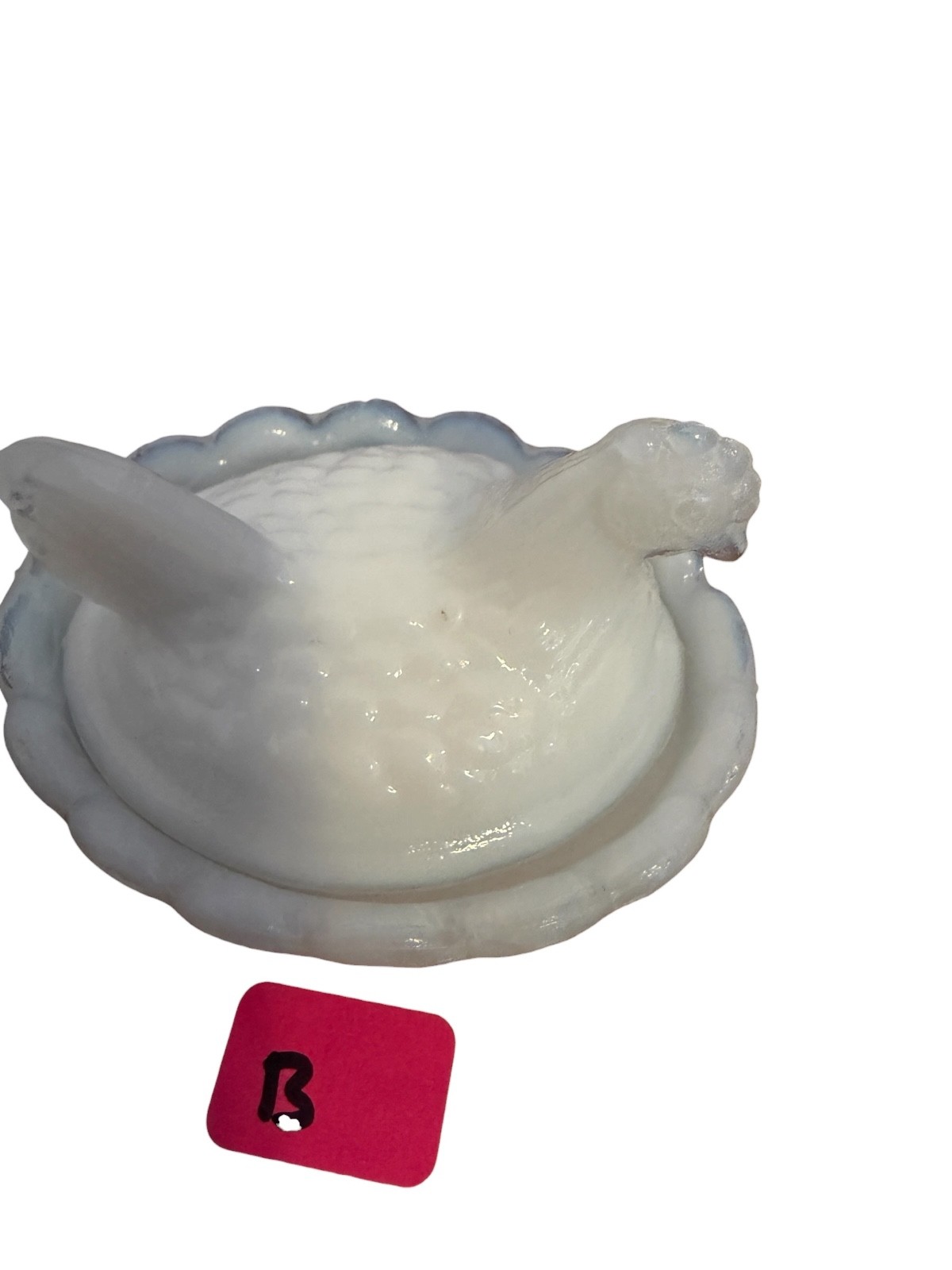 Vintage Westmoreland Mini Opalescent Glass Hen On A Nest Chicken Salt Cellar/Dip
