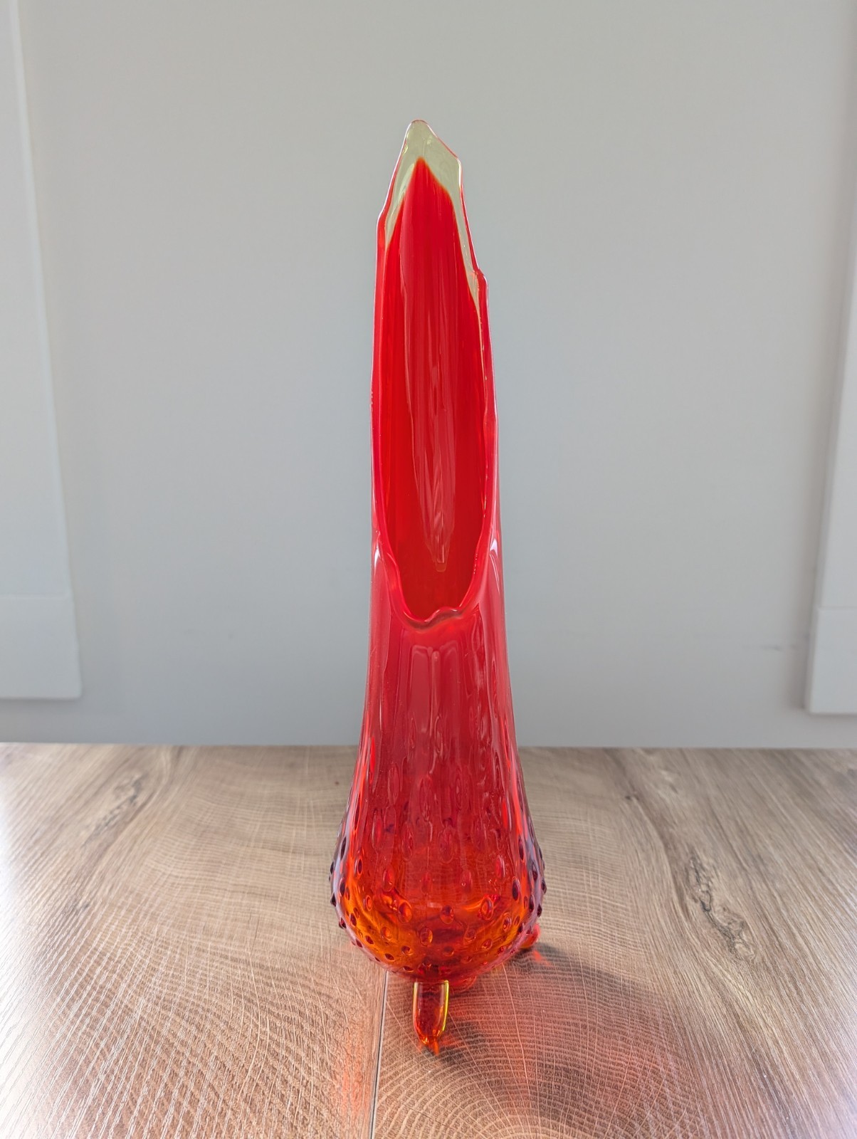 Vintage L.E. Smith Amberina Three Toe Swung Vase