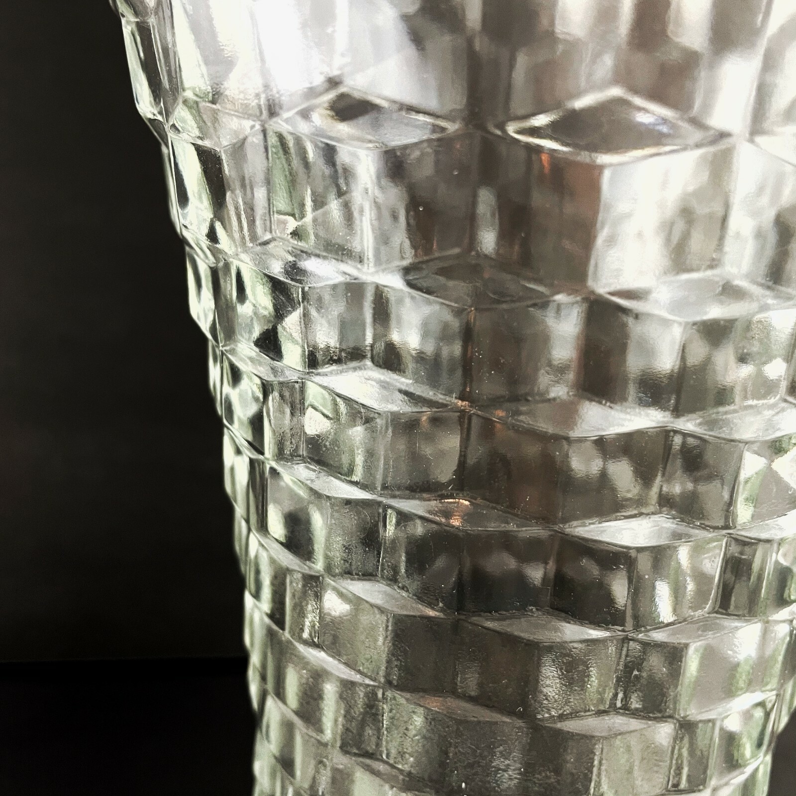 Vintage Fostoria American Flared Floral Vase Cubist MCM Clear Glass Heavy 10″