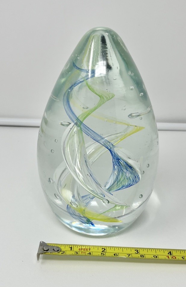 Vintage Art Glass Egg Shape Paperweight On Homemade Cigar Lamp Box Works As Is