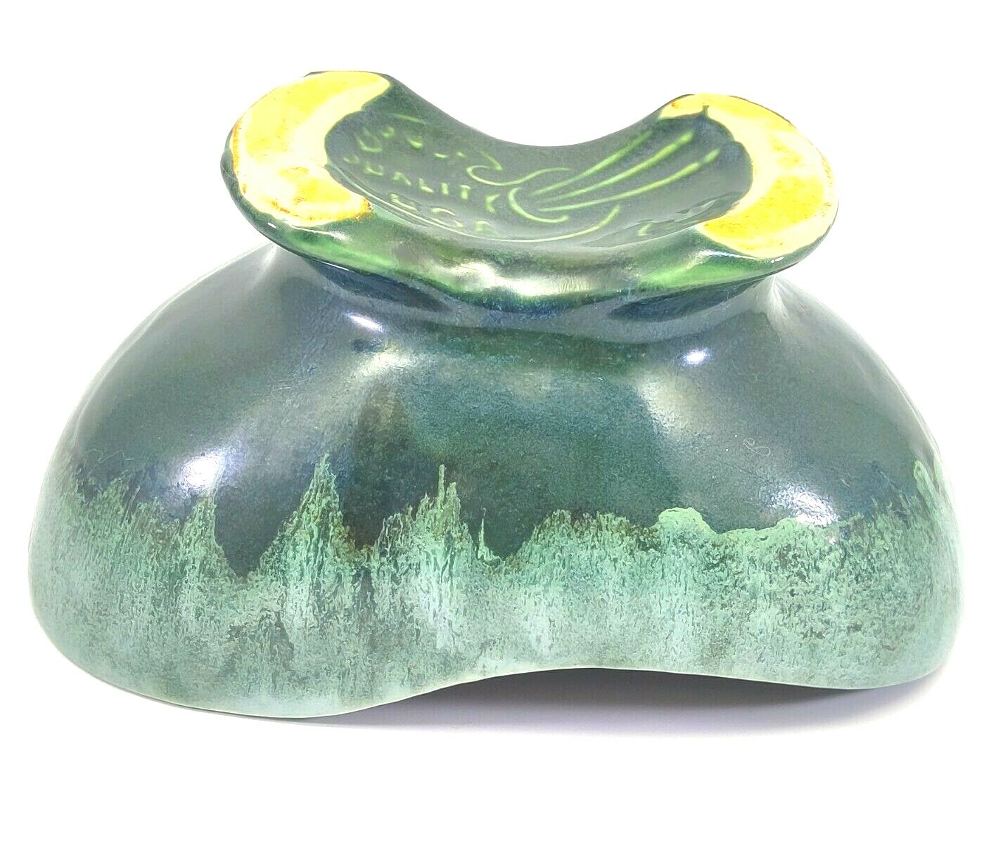 VTG Drip Glaze Vase Planter Green Mid Century Modern USA