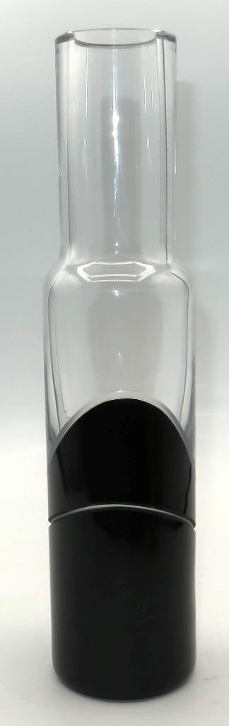 Murano Archimede Seguso MCM Art Glass Clear & Black Cylindrical Vase, 11 3/8″