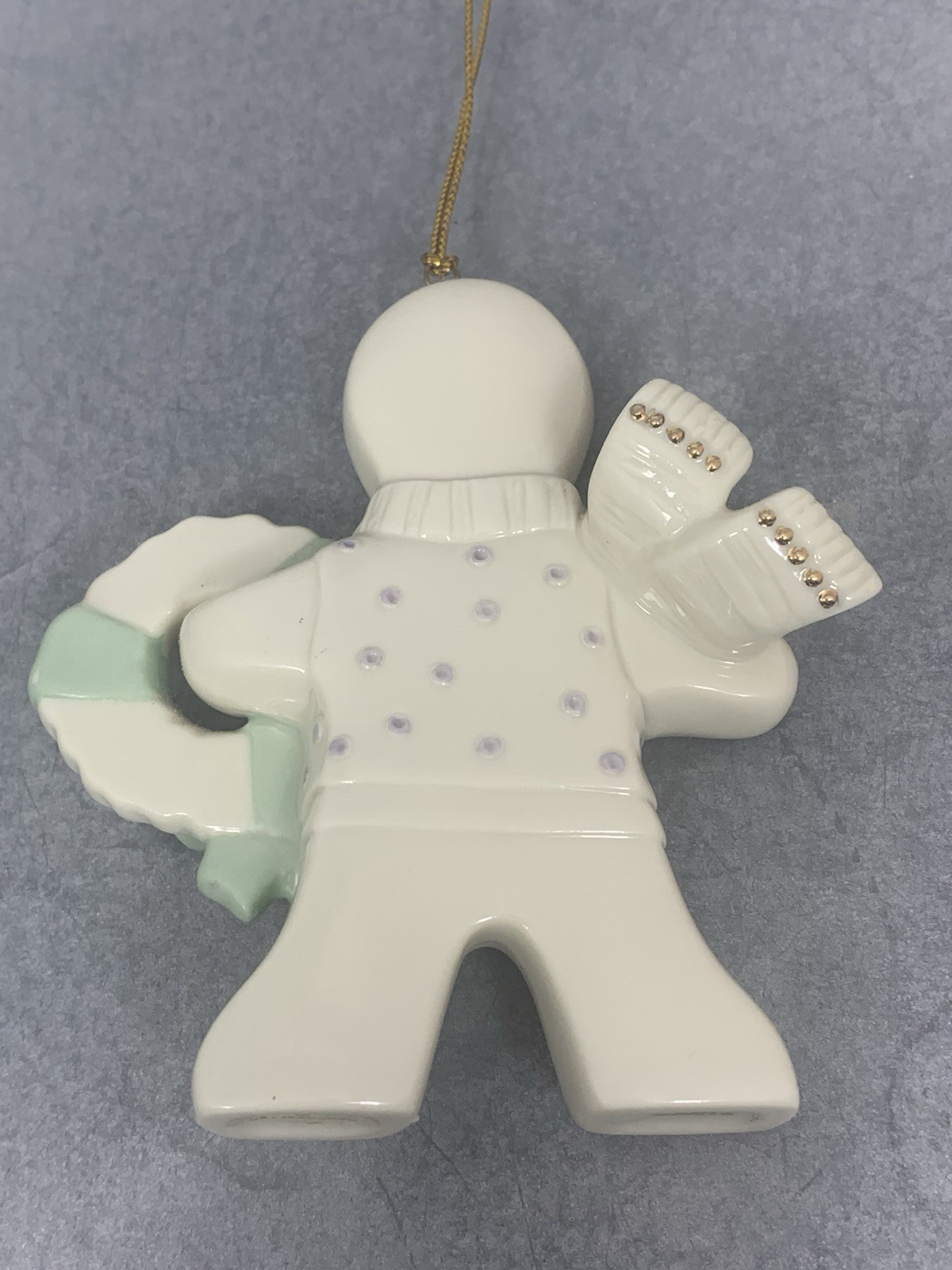 Lenox Classics Gingerbread Christmas Ornament 2002 Holding Wreath Vintage
