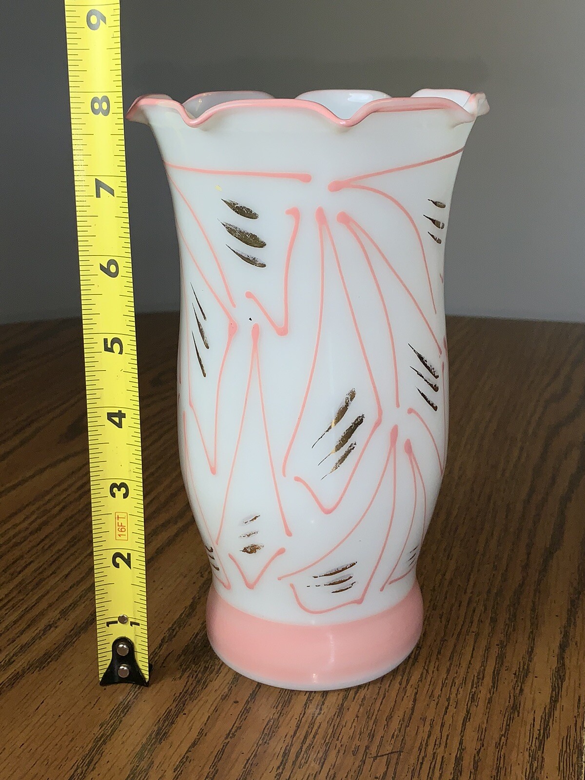 RARE SINCLAIR Glass Vase Modern Tone Pink-Gold 8”t Museum of Modern Glass W.Virg