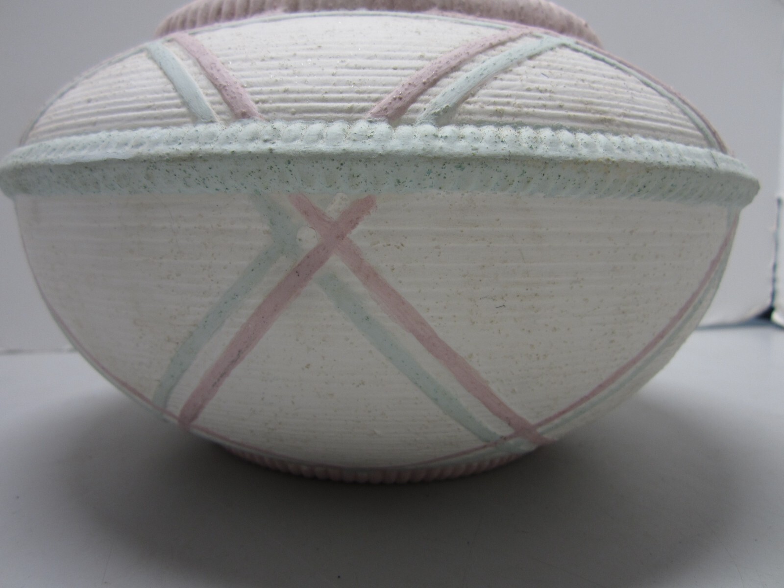 Southwestern Rotund Bowl Vase Textured Design Pink Beige Green Lines #2
