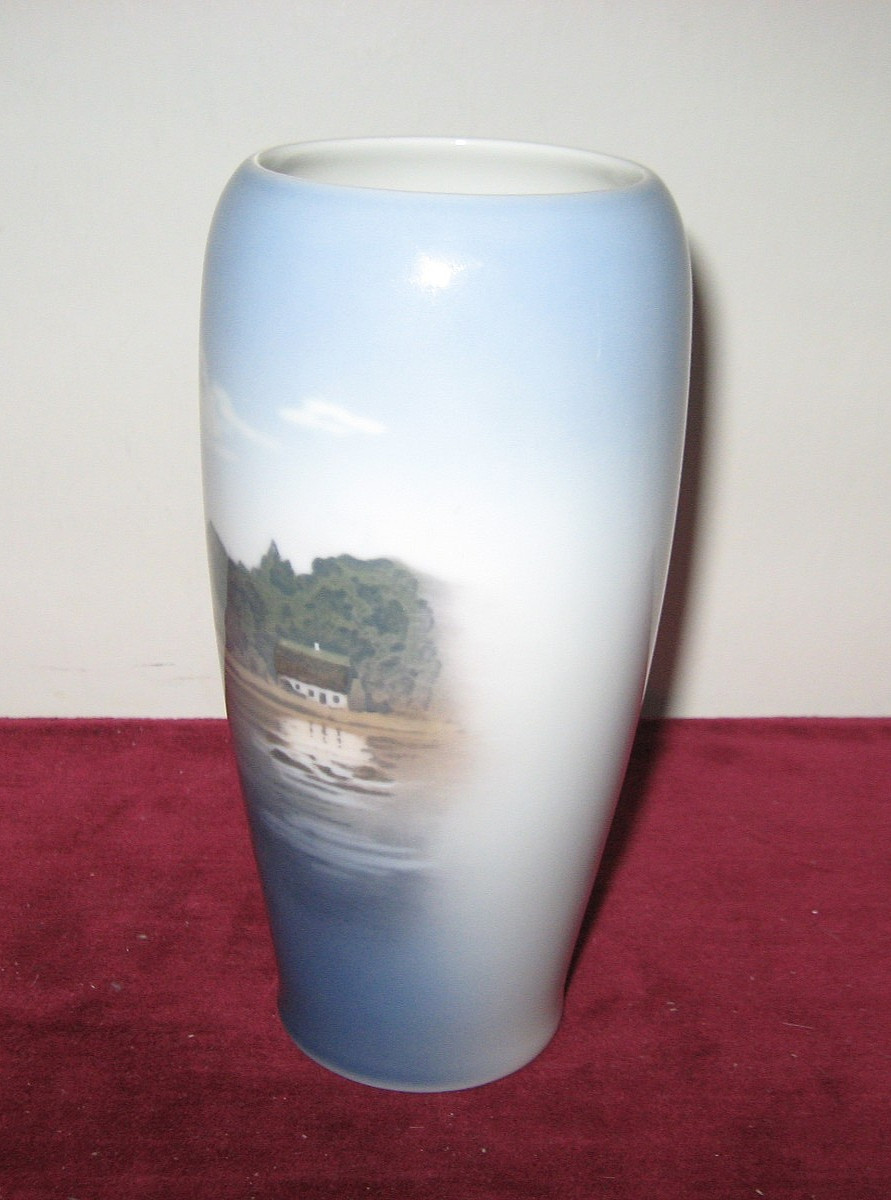 ROYAL COPENHAGEN DENMARK FINE PORCELAIN SHIP SCENE VASE Signed Numbered