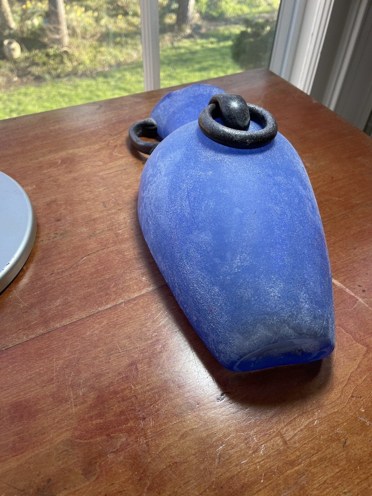 DESIGN GUILD Scavo Amphora cobalt ROMANIAN ART GLASS WALL POCKET VASE handles