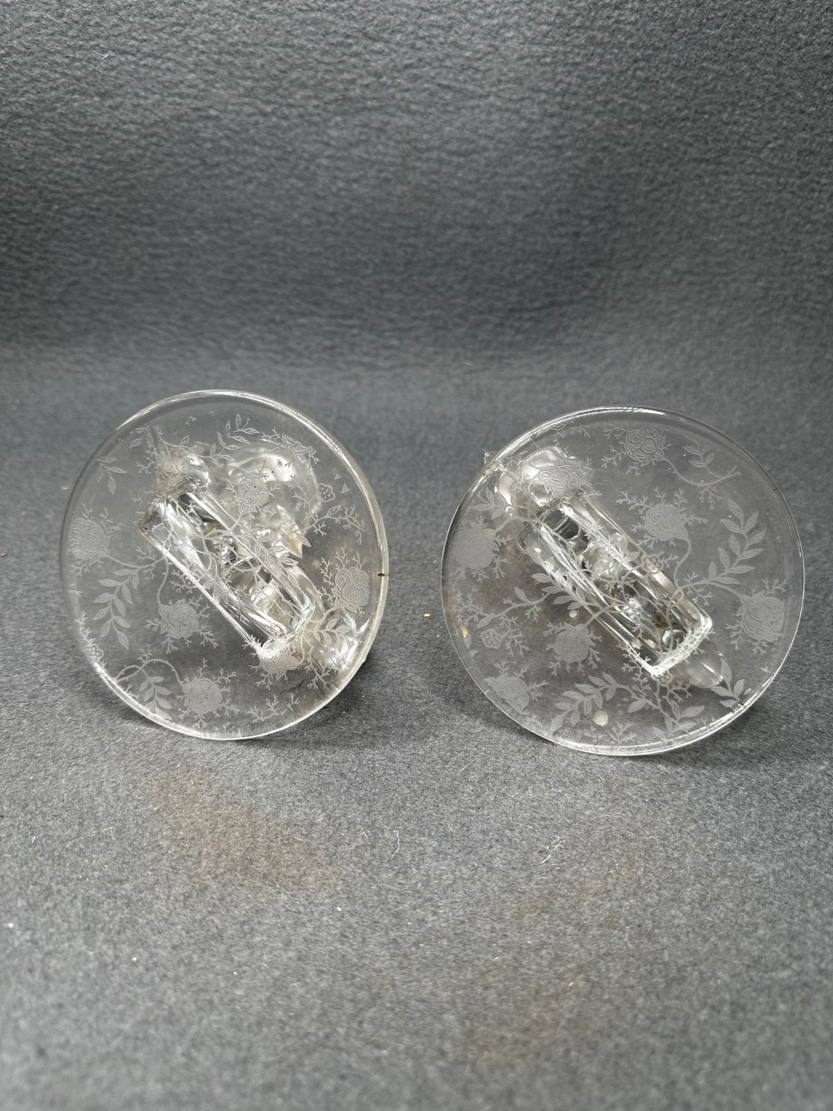 Fostoria 4″ Baroque Clear candlestick pair
