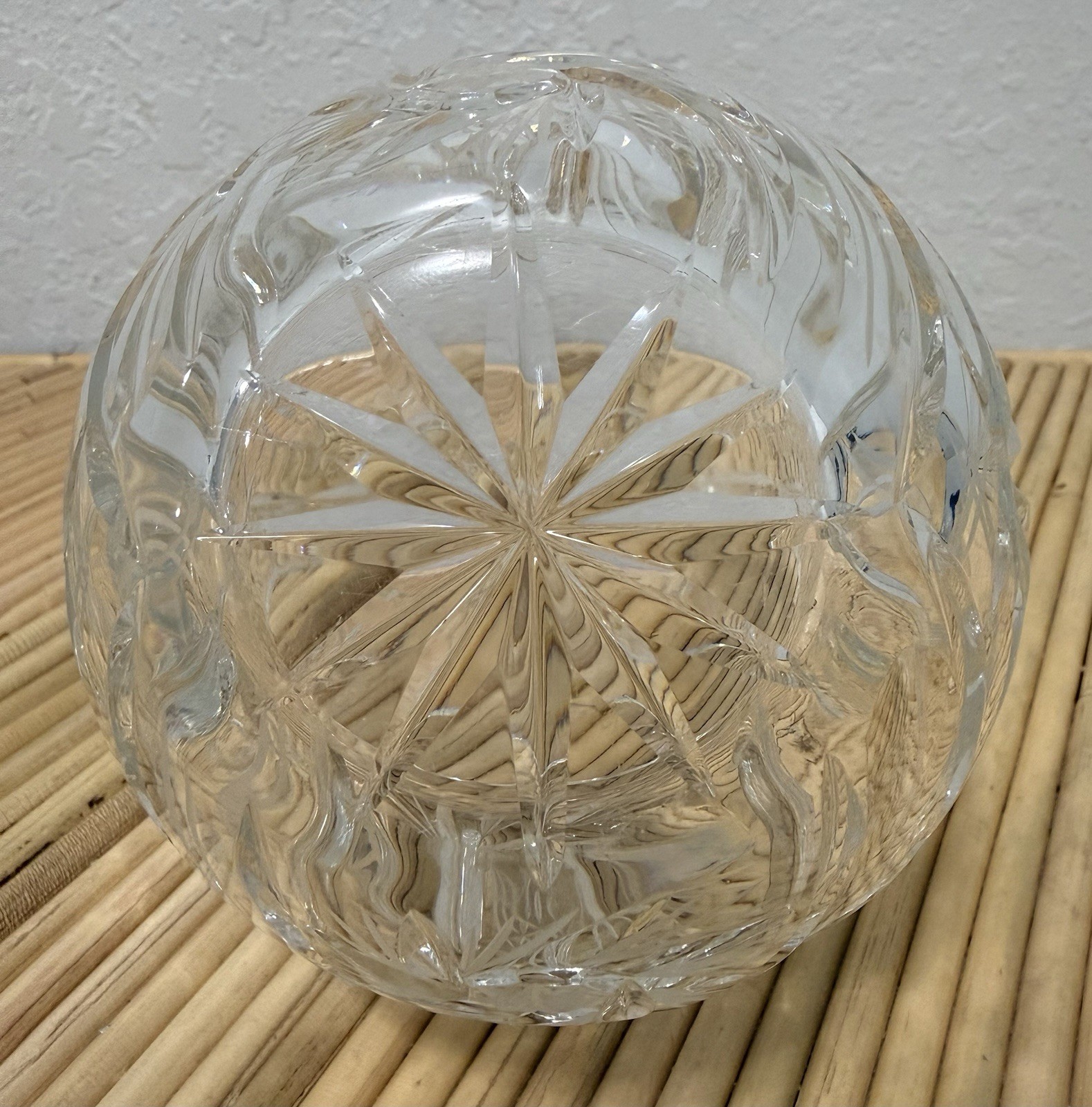 Clear Glass Basket Geometric Glass Cut Design & Decorative Handle