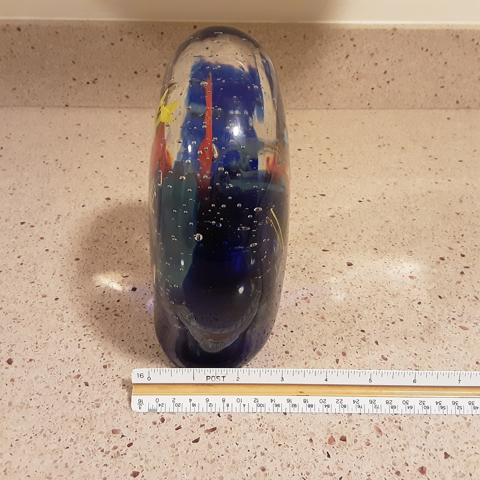 Aquarium Art Glass Sculpture Fish 7″ Tall 8lbs.