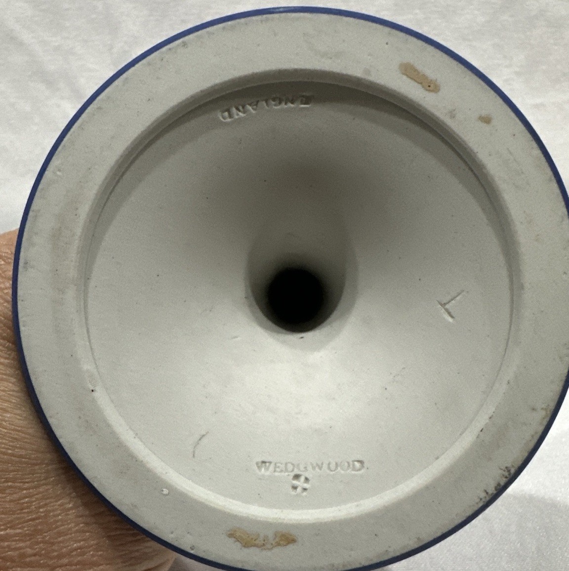 Antique Wedgewood Jasperware 5 Inch Candlestick Cobalt Blue Made in England