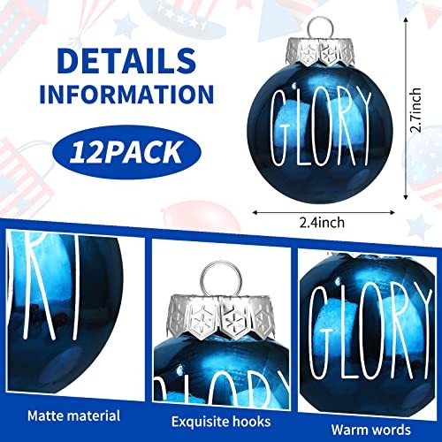 12 Pcs Patriotic 4th of July Ornaments for Tree Memorial Day Tree Decorations